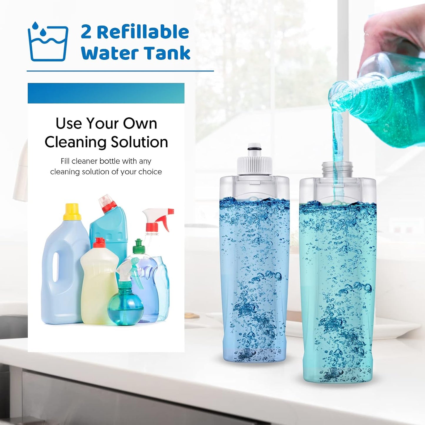 MEXERRIS Spray Wet Mops with 5X Washable Pads for Floor Cleaning, Dust Mops with 2X Bottles Commercial Home Use for Hardwood Laminate Vinyl Tiles Wood Floor, Green