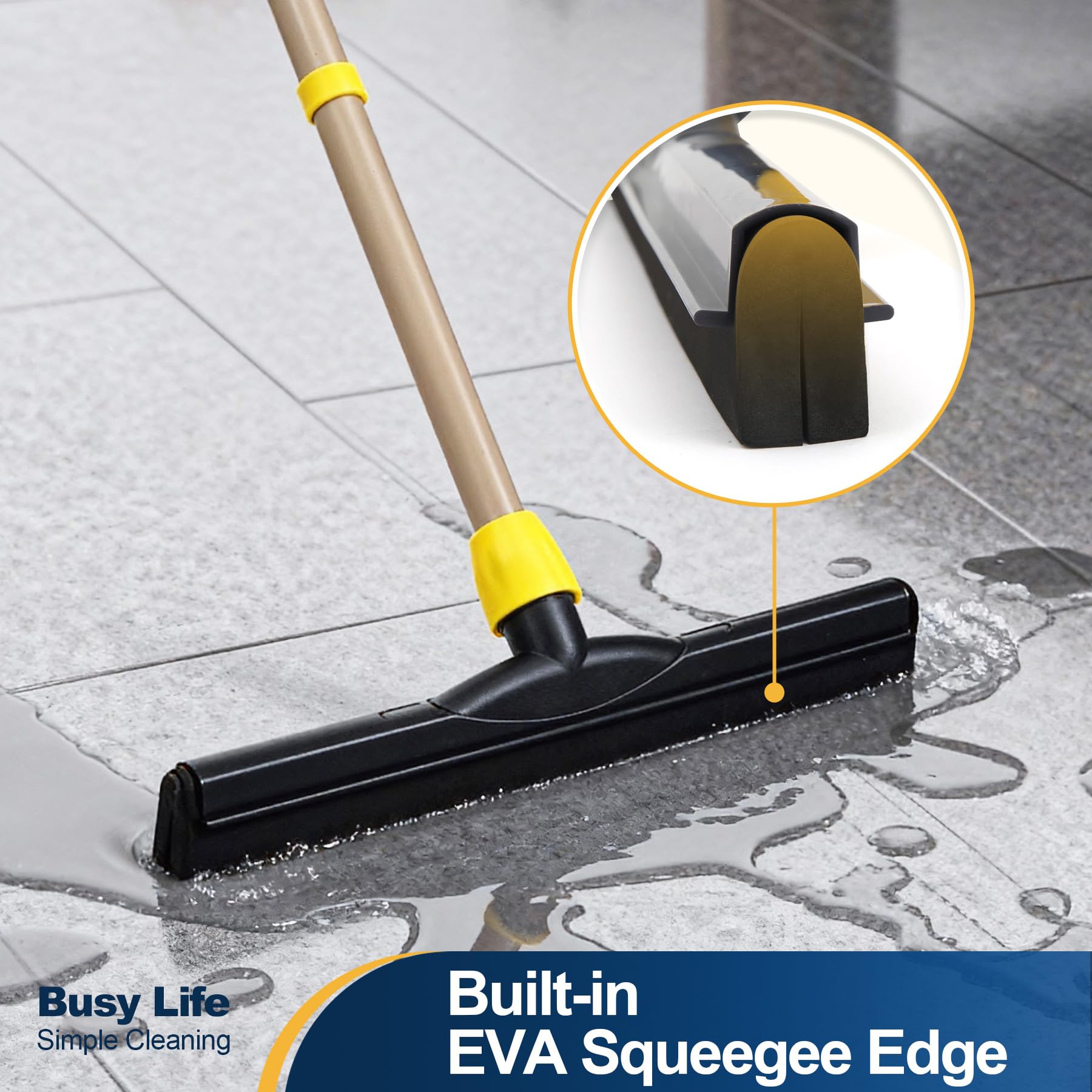Yocada Floor Squeegee Scrubber Adjustable Telescopic Pole Heavy Duty 54.3"