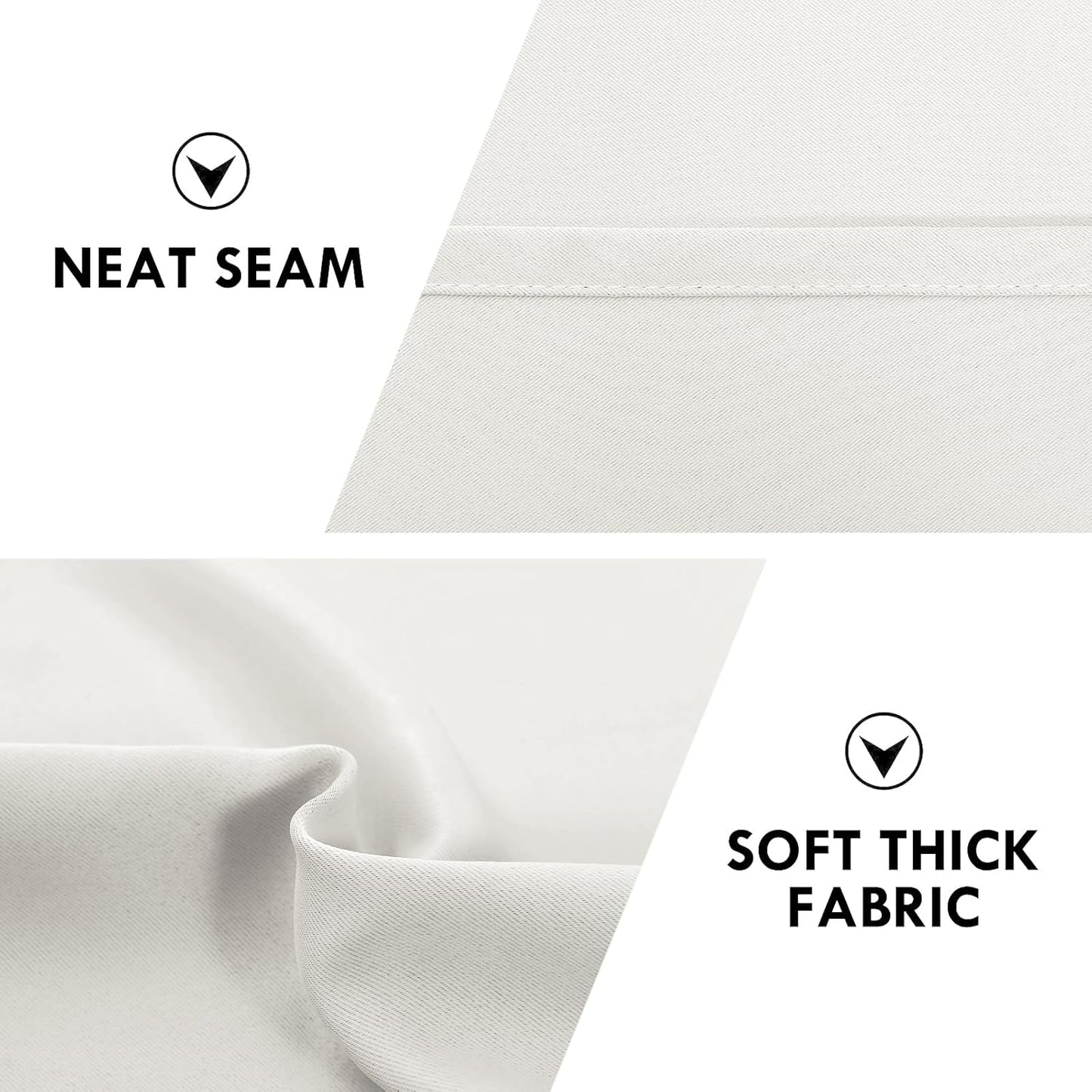 DWCN Blackout Curtains Thermal Insulated, Energy Saving & Noise Reducing Bedroom and Living Room Curtains, Ivory, W 52x L 54 Inch, Set of 2 Rod Pocket Curtain Panels