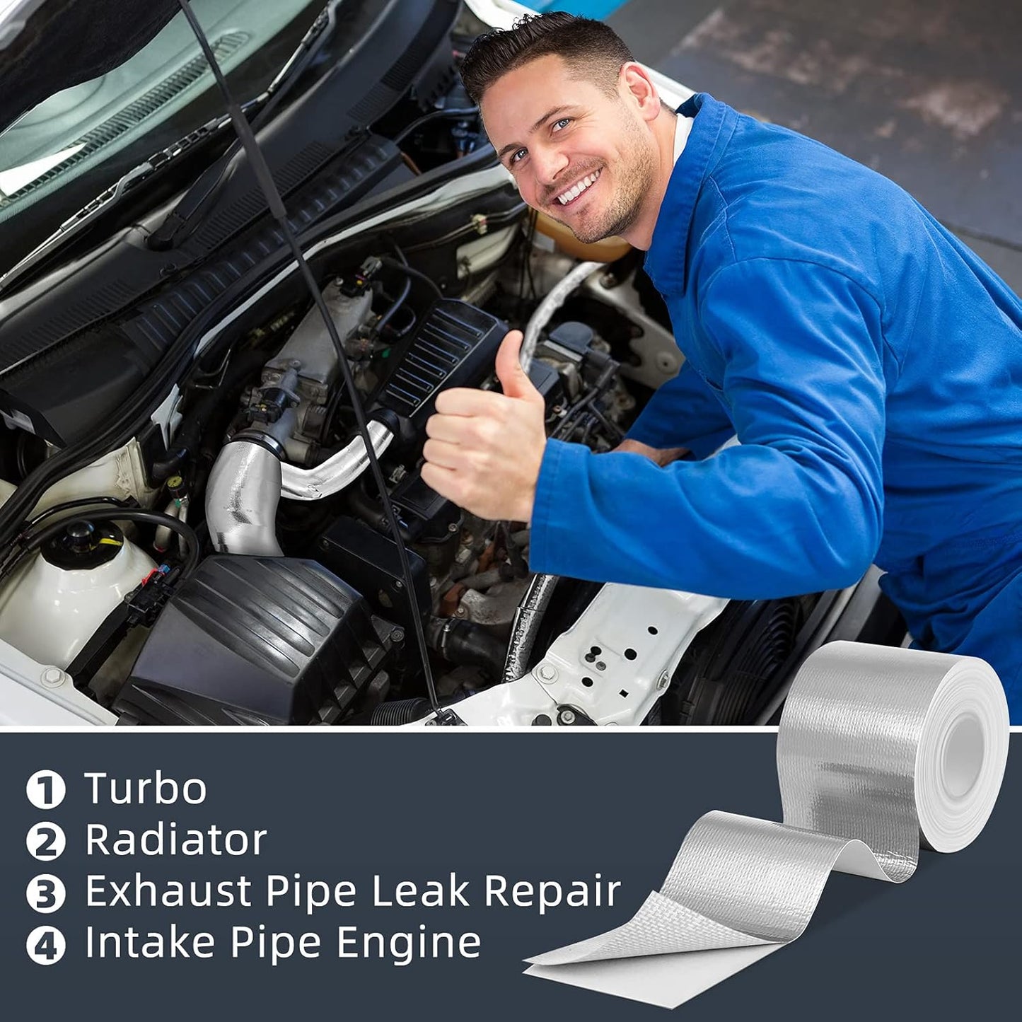 Zonon 2 Rolls Aluminum Foil Tape Heat Shield Tape Barrier Adhesive Reflective Fiberglass Thermal Insulation Reflective Material High Temp Protection(Silver,2 Inch X 32.8 ft)