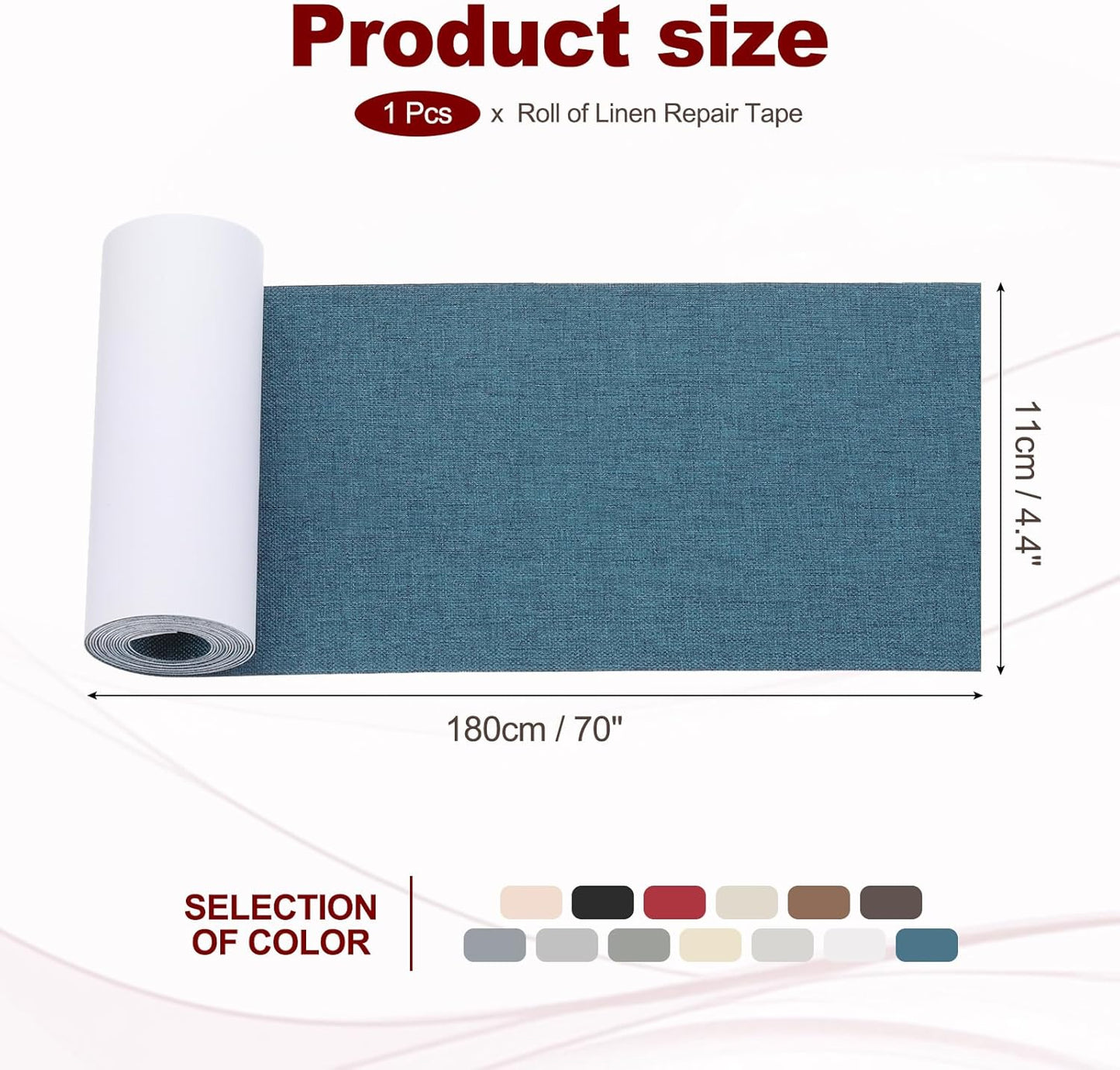 PATIKIL 70x4.4 Inch Linen Repair Tape, Repair Fabric Patch Self Adhesive Couch Patch Line Repair Patch for Furniture Sofa Car Seats Office Chairs, Dark Blue