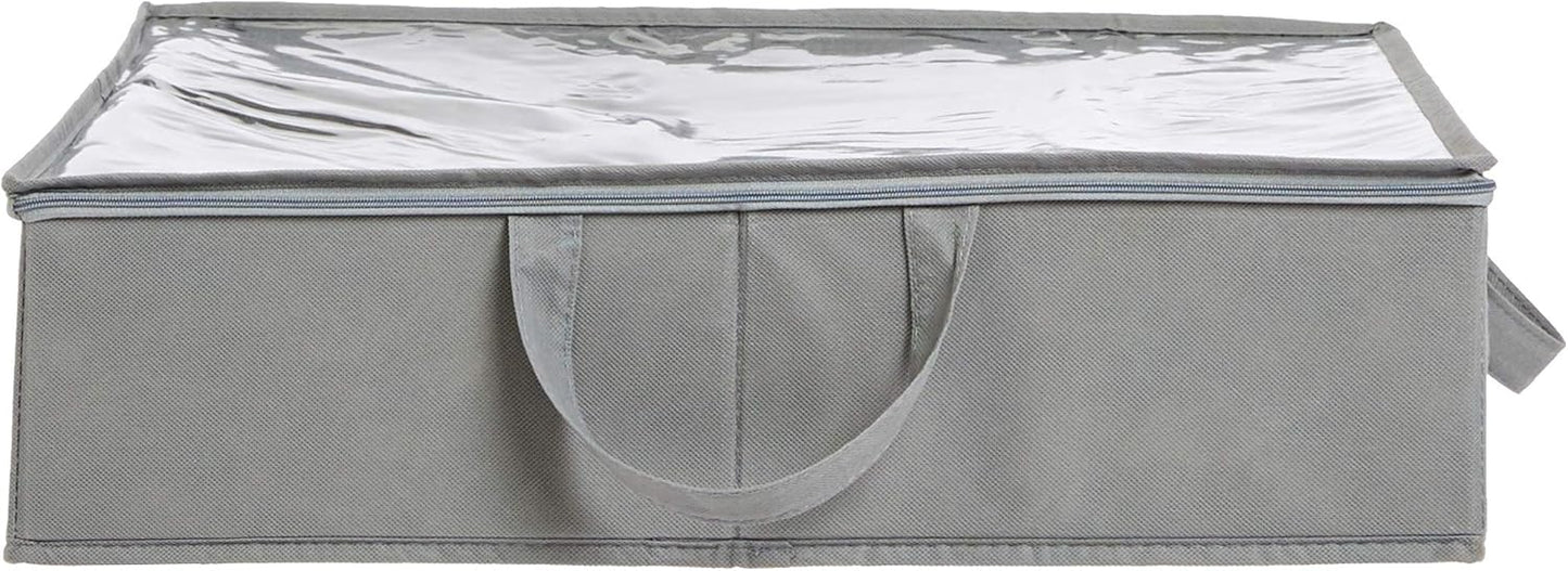 Amazon Basics Under Bed Fabric Zipper Storage Container Bags with Window and Handles, 2-Pack, 30.2 x 20 x 5.7 inches, Gray