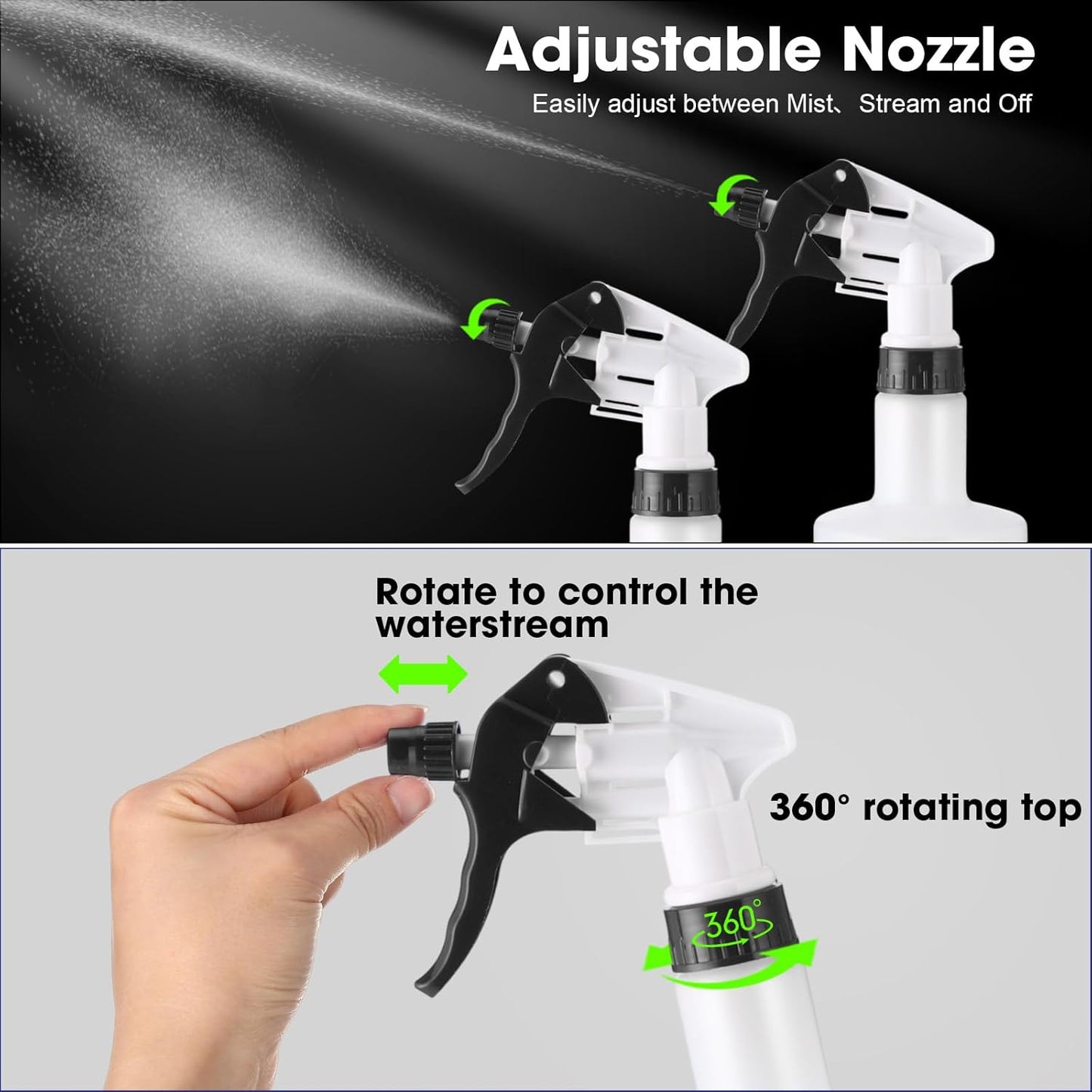 Eccliy 12 Pcs 16 Oz Plastic Spray Bottle, Adjustable Empty Reusable Sprayer for Cleaning, Planting, Water, Bathroom and Kitchen, BBQ, Commercial and Residential (Black,Measurement)