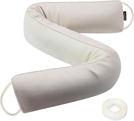 MAGZO Door Draft Stopper 32 Inch-Beige, Sound Proof Door Snake Draft Insulation Stopper with Hook