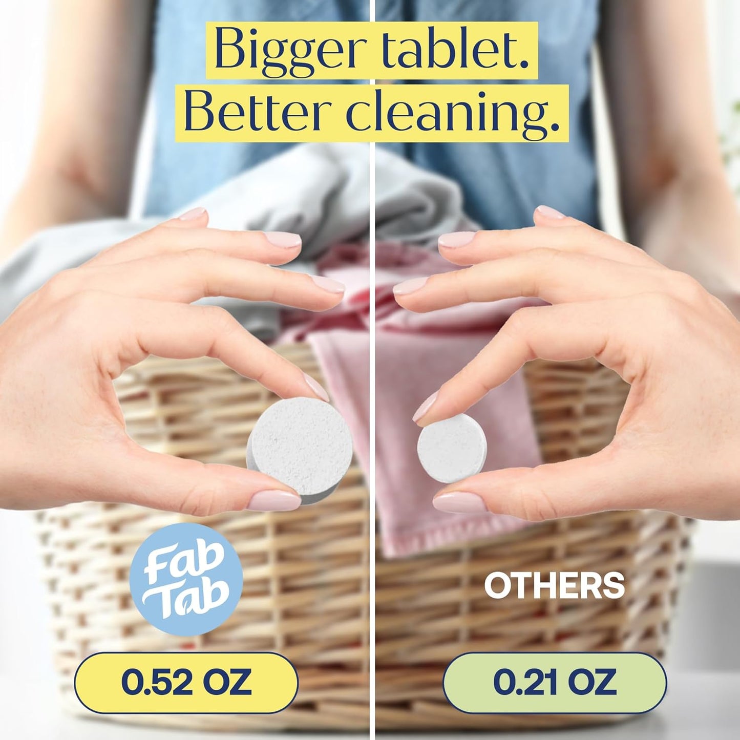 Fab Tab Laundry Detergent Tablets, Plant-Based Formula, Removes Tough Stains, Plastic-Free Alternative to Pods, All Washing Machines (30 Count, Unscented)