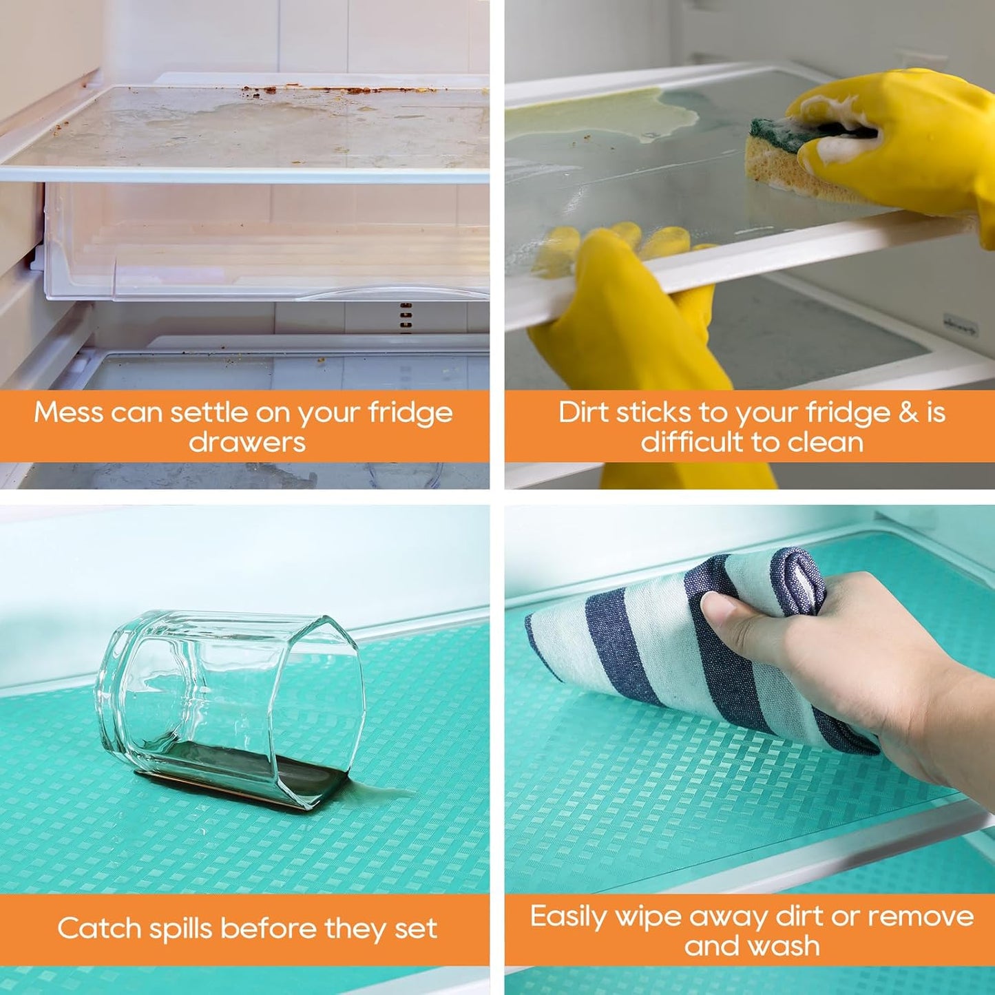 Shelf Liners for Kitchen Cabinets, Waterproof and Oil-Proof Kitchen Cupboard Liner, Refrigerator Liners and Plastic Drawer Mats Non Adhesive Shelves, Fridge - 11.8 x 118 Inch