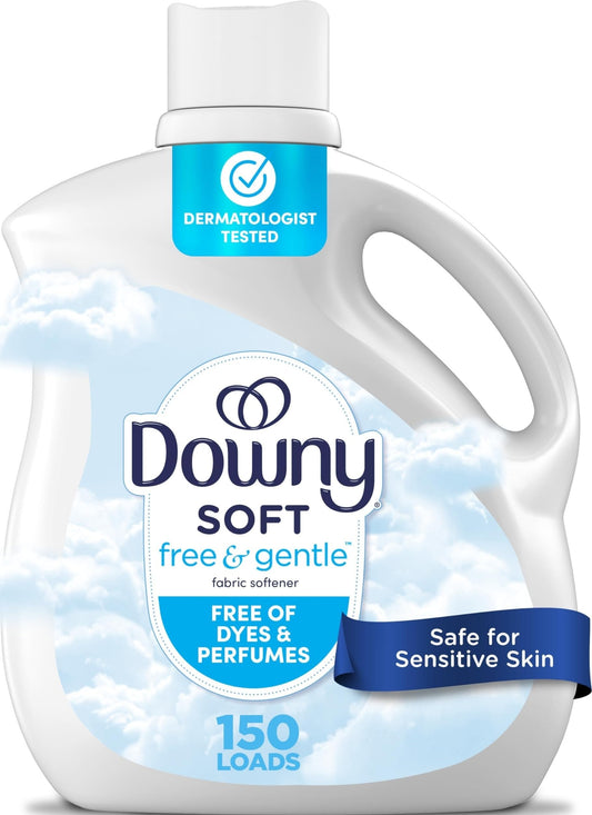 Downy Free & Gentle Liquid Fabric Softener, 111 fl oz, 150 Loads, Hypoallergenic, Sensitive Skin