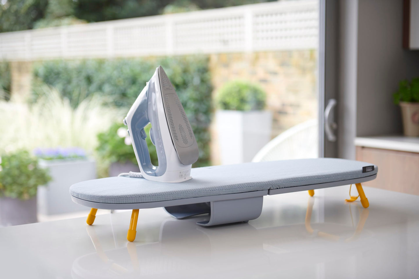 Joseph Joseph Pocket Max Portable Folding Tabletop Ironing Board, 35" Surface, Integrated Iron