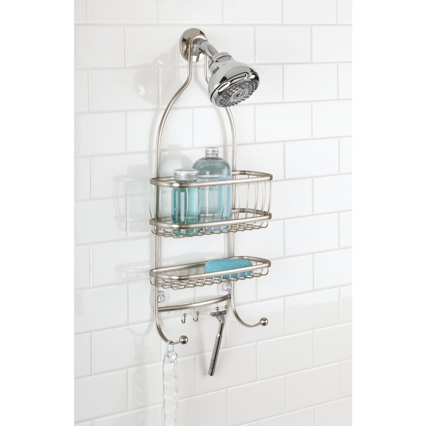 iDesign York Metal Wire Hanging Shower Caddy, Satin Silver