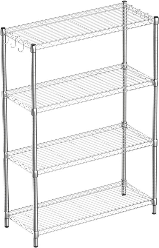 4-Shelf Adjustable Metal Shelf Wire Shelving Unit Storage Rack Display Shelf for Office,Kitchen,Bedroom,Bathroom,Laundry,Pantry Basement,Garage(Chrome,36" L x 14" W x 54" H)