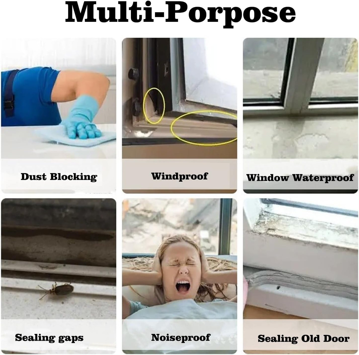 Transparent Window Weather Sealing Tape 2 Inch x 33 FT Weather Stripping Residue-Free Clear Window Insulation Tape for Doors Windows and Shower Glass Gaps