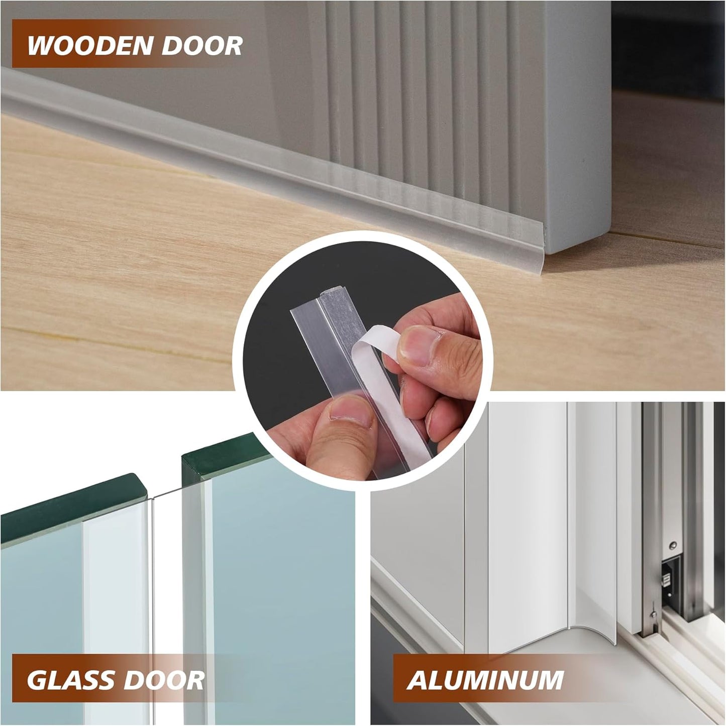 RECAPS 25mm 16.4 Feet Silicone Weather Stripping Door Seal, Transparent Under Door Gap Filler for Draft Stopper Adhesive Doors Windows and Shower Glass Gaps