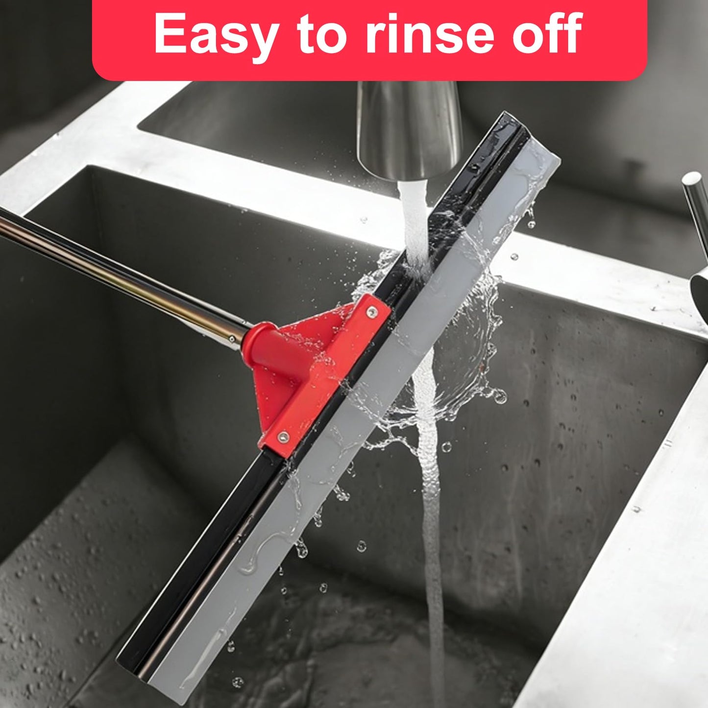 17" Heavy Duty Floor Squeegee with 40.8 Inch Long Handle, Suitable for Bathroom Tiles, Garage