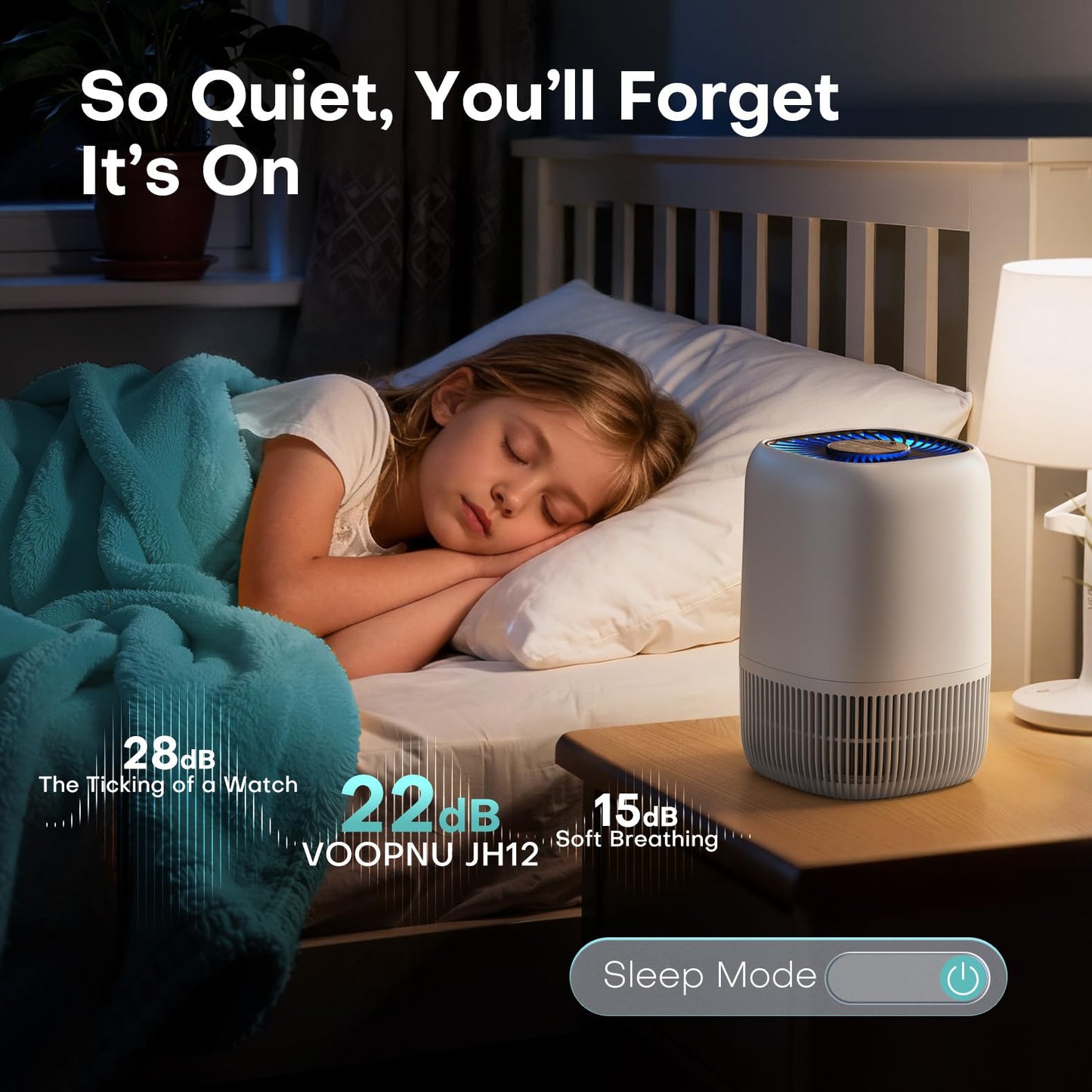 VOOPNU Air Purifiers for Home, High Efficiency Filter Up to 1076 Ft², White