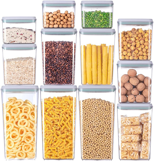 12 Pcs Pop Airtight Food Storage Containers with Lids for Kitchen Pantry Organization Stackable