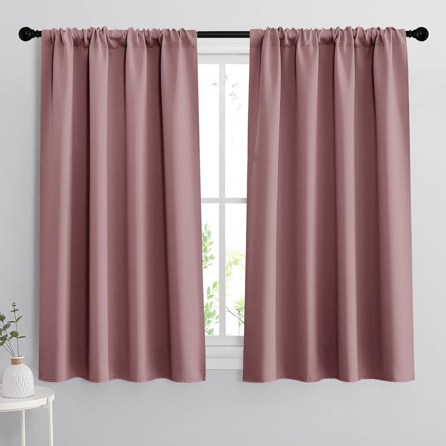 RYB HOME Blackout Curtains for Bedroom - Thermal Insulating Privacy Window Curtains for Kids Nursey Dining Bathroom Home Office Decor, Width 42 x Length 45 inches, Dusty Rose, 2 Panels