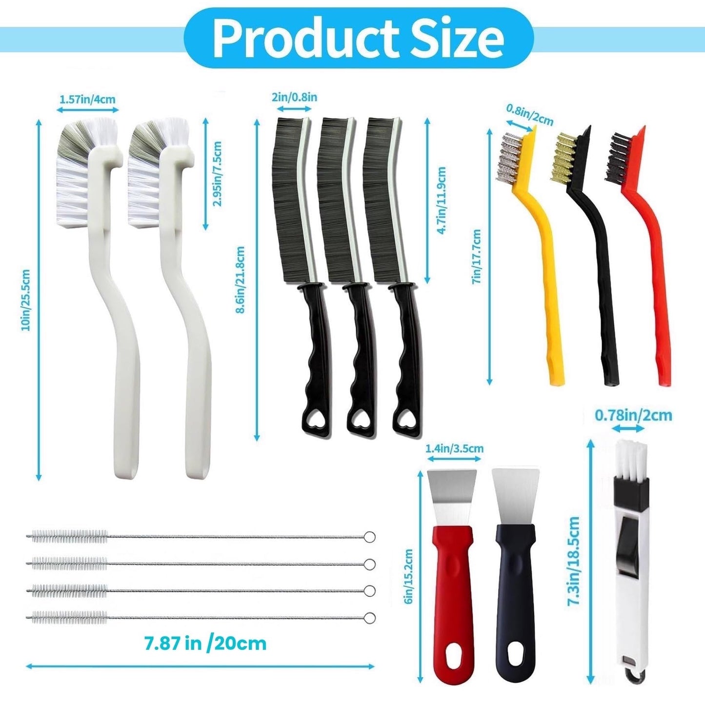 15Pcs Crevice Cleaning Brush Set, Hard Bristle Scrub Brushes Tools for Deep Cleaning Gap,Window