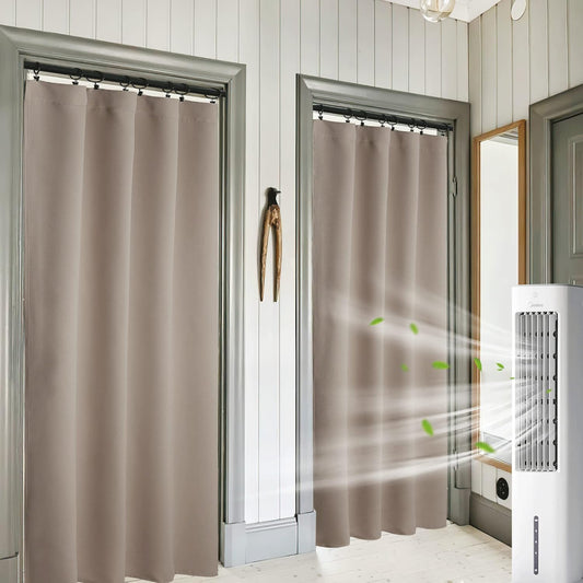 RYB HOME Room Darkening Curtains for Bedroom, Thermal Insulated Noise Reducing Window Drapes Farmhouse Decor for Living Room Kitchen, W42 x L84 inch, 2 Panels, Sand