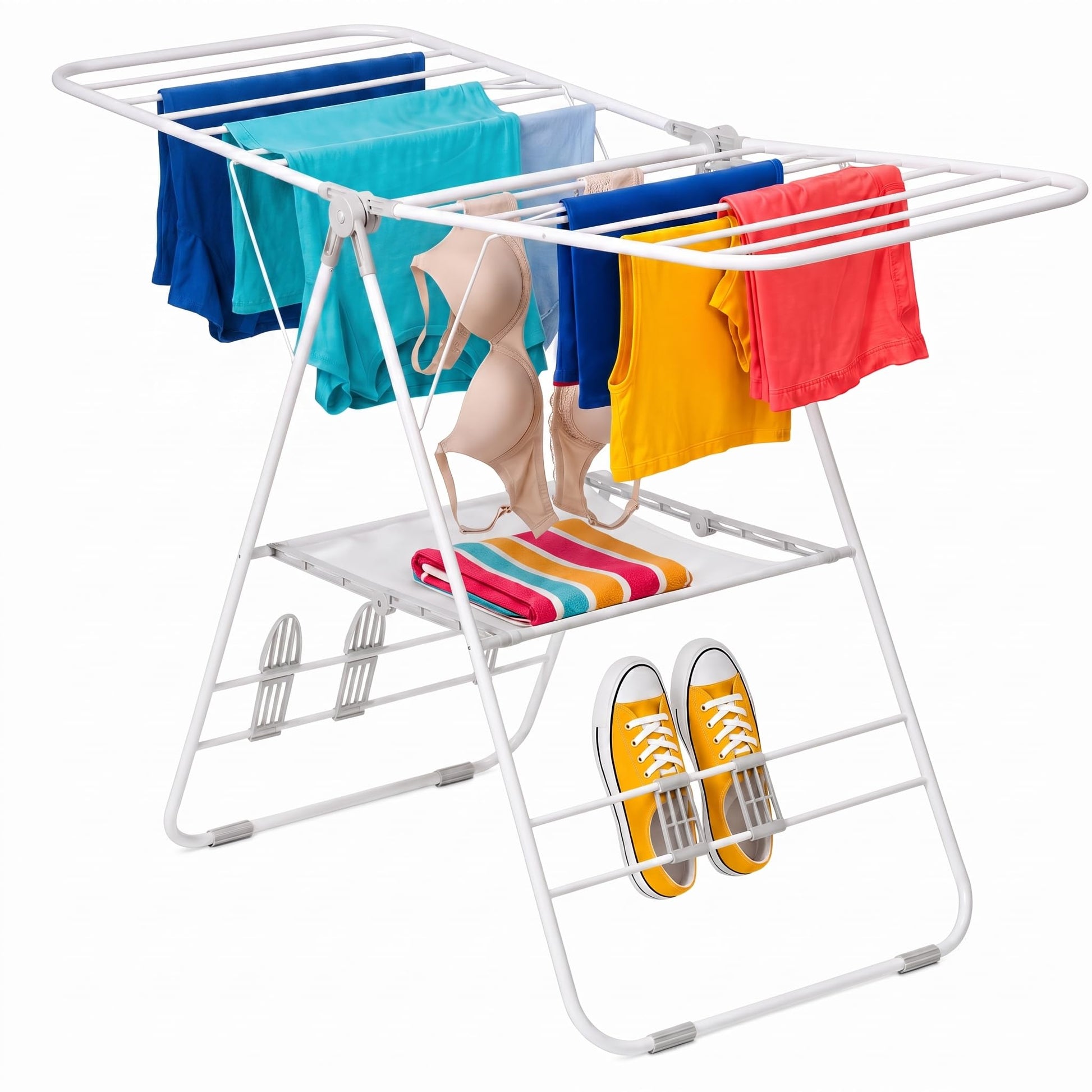 Honey-Can-Do Heavy-Duty Gullwing Clothes Drying Rack, 50 lb, White