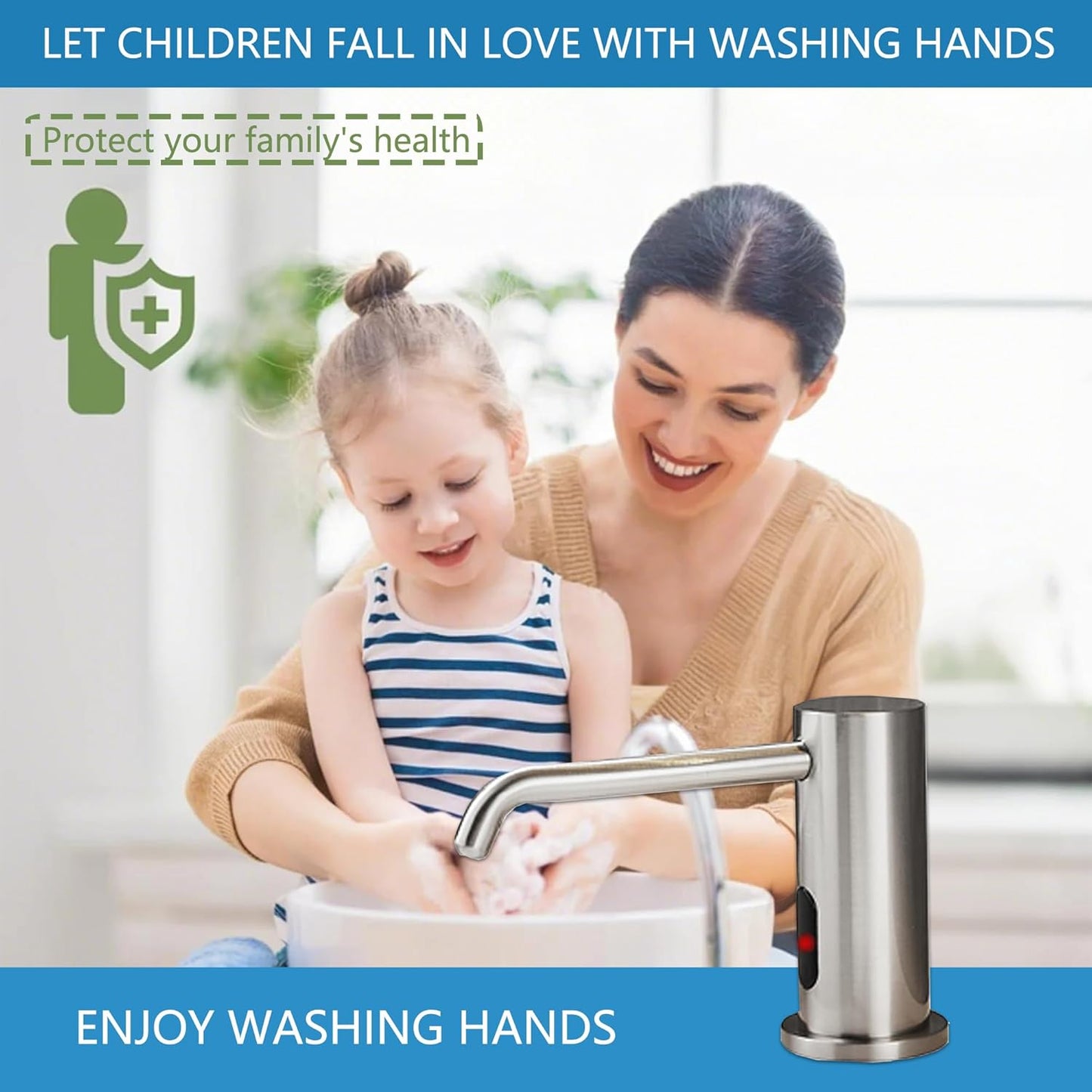 Automatic Soap Dispenser Touchless for Kitchen and Bathroom, Sink Built in Commercial Electric Soap Dispenser,Upgraded Infrared Sensors Brass Material, with Bottle and Pump 33.81oz/1000ml