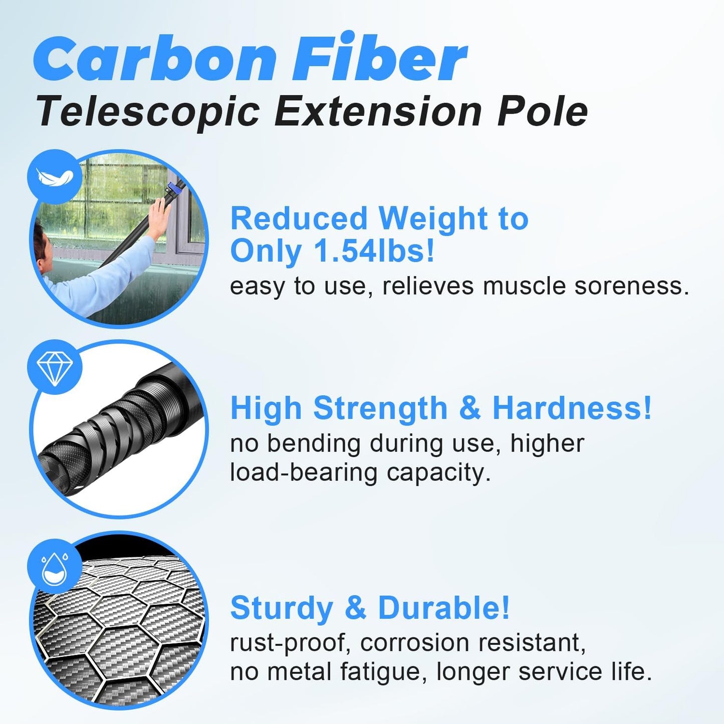 18 Foot High Ceiling Duster Kits with 3.5-12 FT Carbon Fiber Extension Pole, Feather Duster, Cobweb Duster, Ceiling Fan Duster, Window Squeegee & Cleaner with Pole 12 Ft