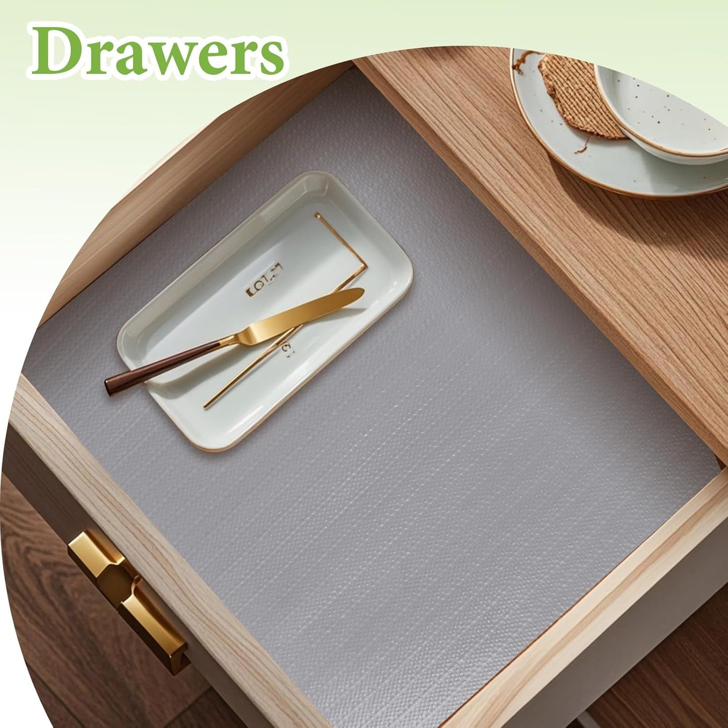 Shelf Liners for Kitchen Cabinets 12in x 10FT Non Adhesive Drawer Liner Grey Thickened Shelf Liner Paper Strong Non-Slip Easy to Clean for Tool Box Refrigerator with Knife and Tape Measure