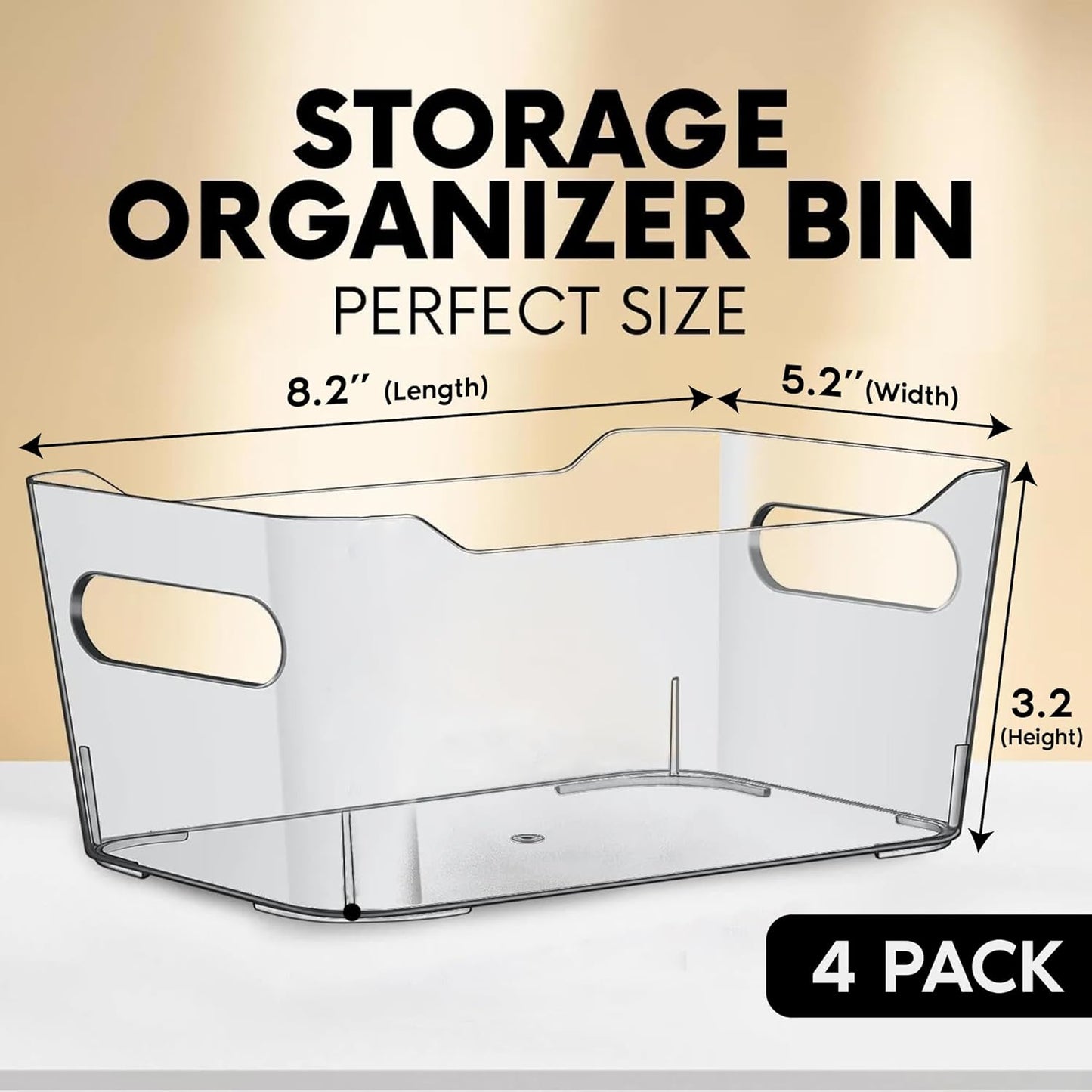 Small Clear Plastic Storage Bins, Perfect for Organization or Pantry and, Fridge Organizer, Cabinet Organizers