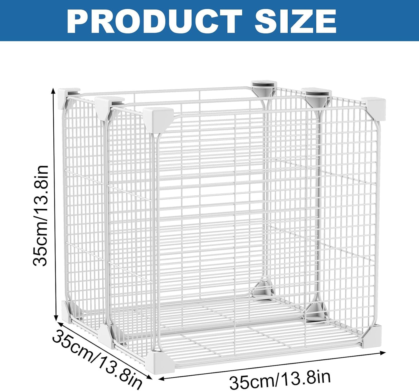 Deep Freezer Organizer Bin 13.8"x13.8"x13.8", Vertical Sides Wire Freezer Baskets with Adjustable Divider Pantry, Freezer Bins for Upright Freezer Meats Frozen Food Snacks Ice Cream Fruits&Vegetables
