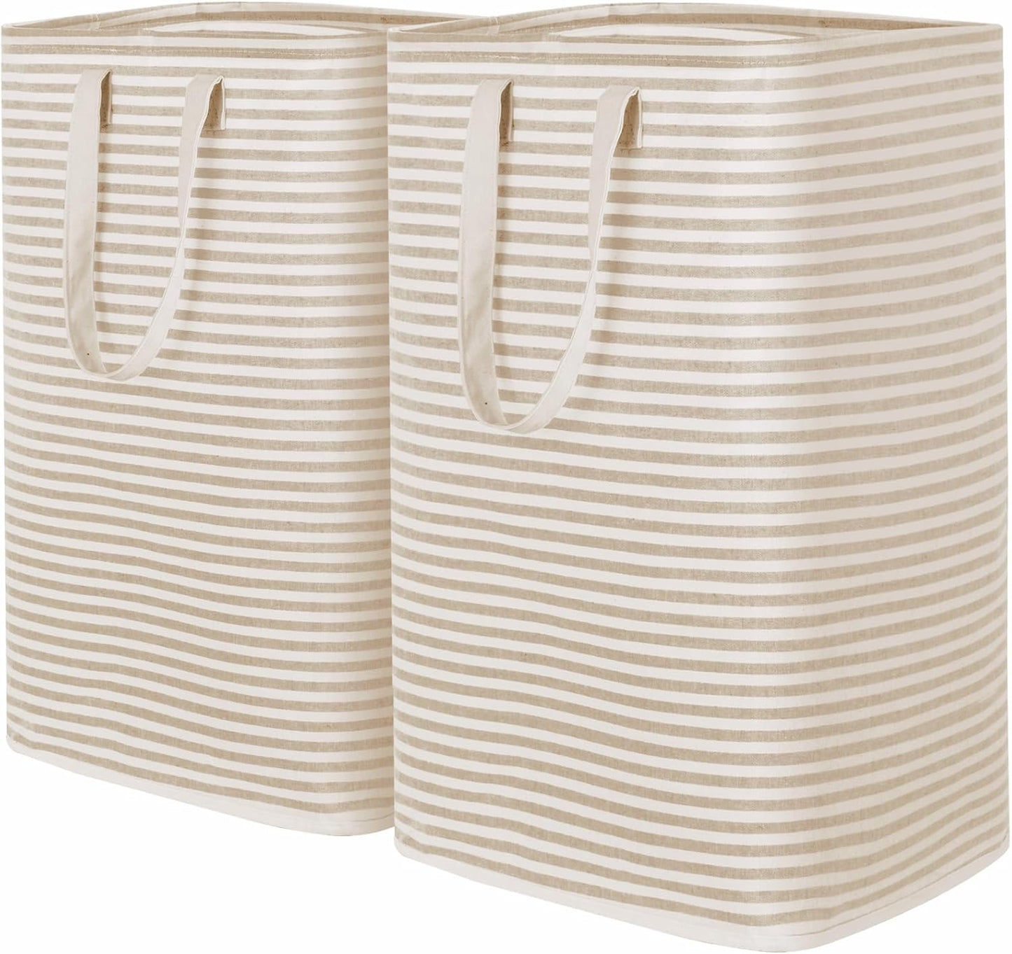 Lifewit 2 Pack Laundry Hamper Large Collapsible Laundry Baskets, Freestanding Waterproof Clothes Hamper with Easy Carry Handles in Laundry Room Bedroom Bathroom College Dorm for Adults, Beige, 2 x 80L
