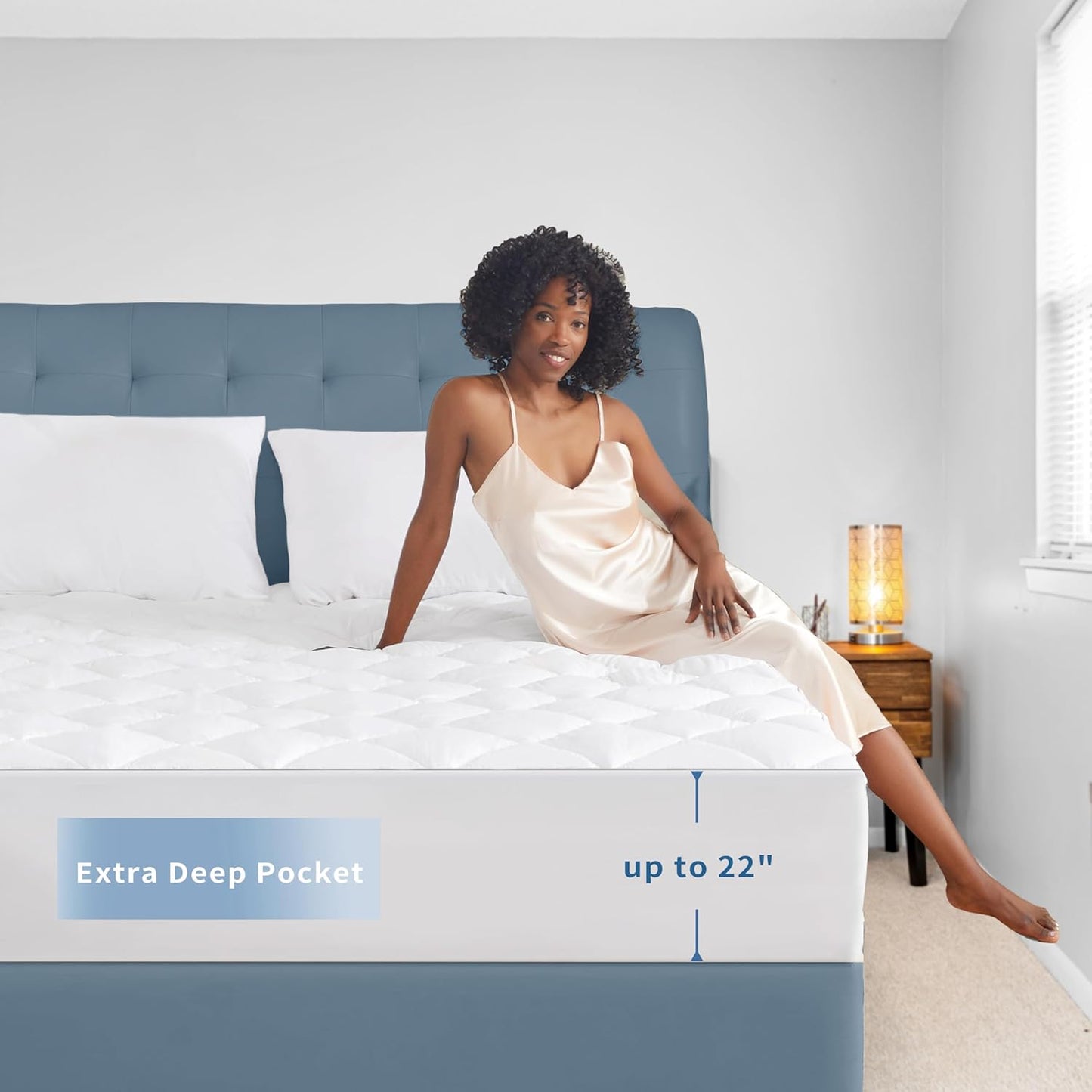 Sunflower Quilted Twin XL Mattress Protector, Mattress Pad Twinxl College Dorm, Cotton Twin XL Mattress Cover Waterproof, 18-22" Extra Deep Pocket Thin Version, Hypoallergenic Soft Durable