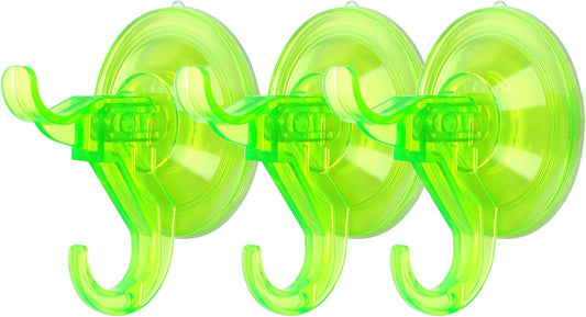 Antimbee 3 Pack Suction Cup Hooks, Clear Suction Cup Hanger, Removable Small Suction Cups for Shower, Bathroom, Glass, Door, Windows, Kitchen-Up to 11 lbs on Smooth Surface (Transparent Green)