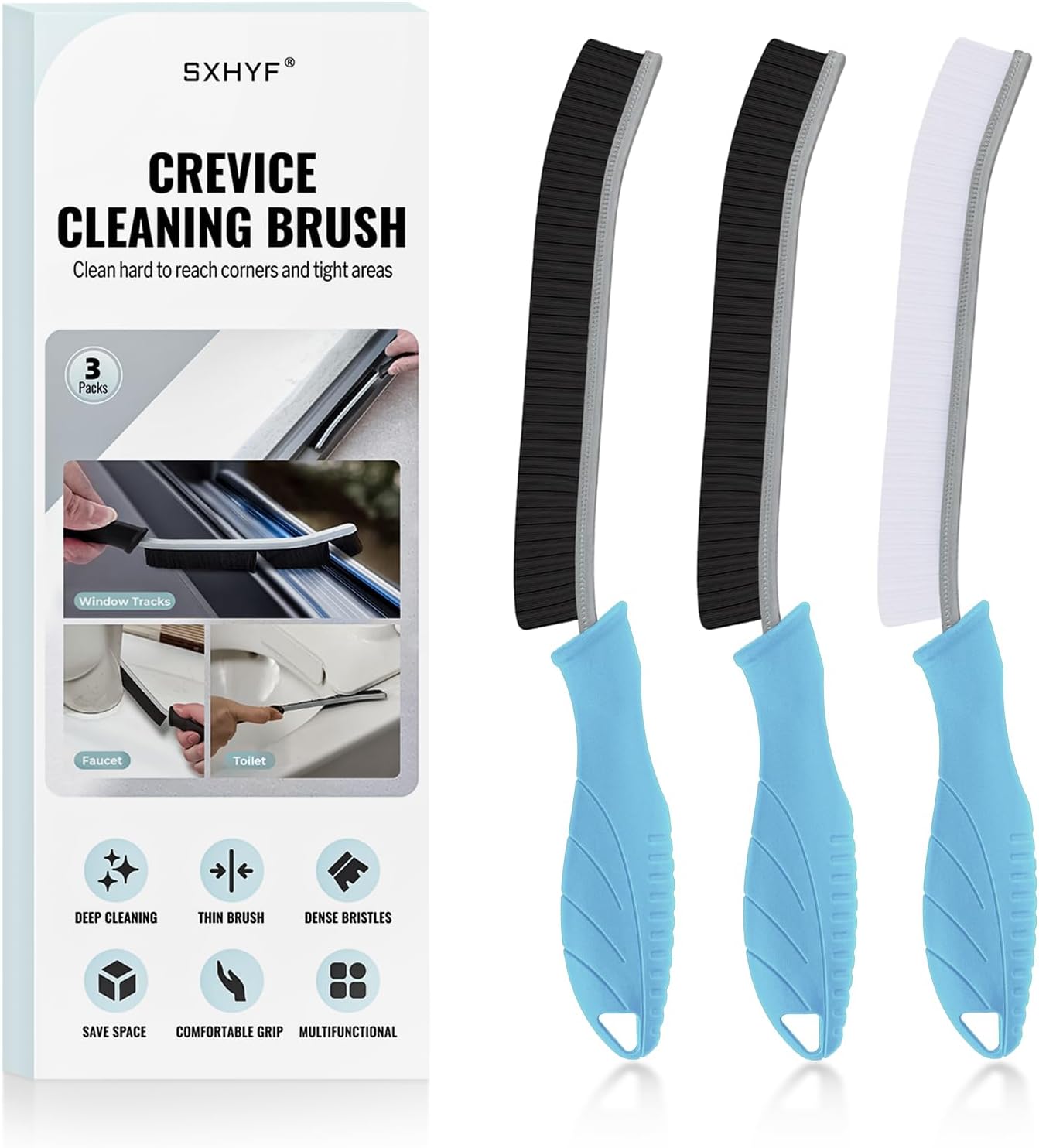 SXhyf Crevice Cleaning Brush - Grout Scrub Brush, House Cleaning Supplies, Gap Cleaning Tools, Home Essentials, Gifts for Women Men, Hard Bristle Crevice Cleaner Brush for Household Use, Bathroom