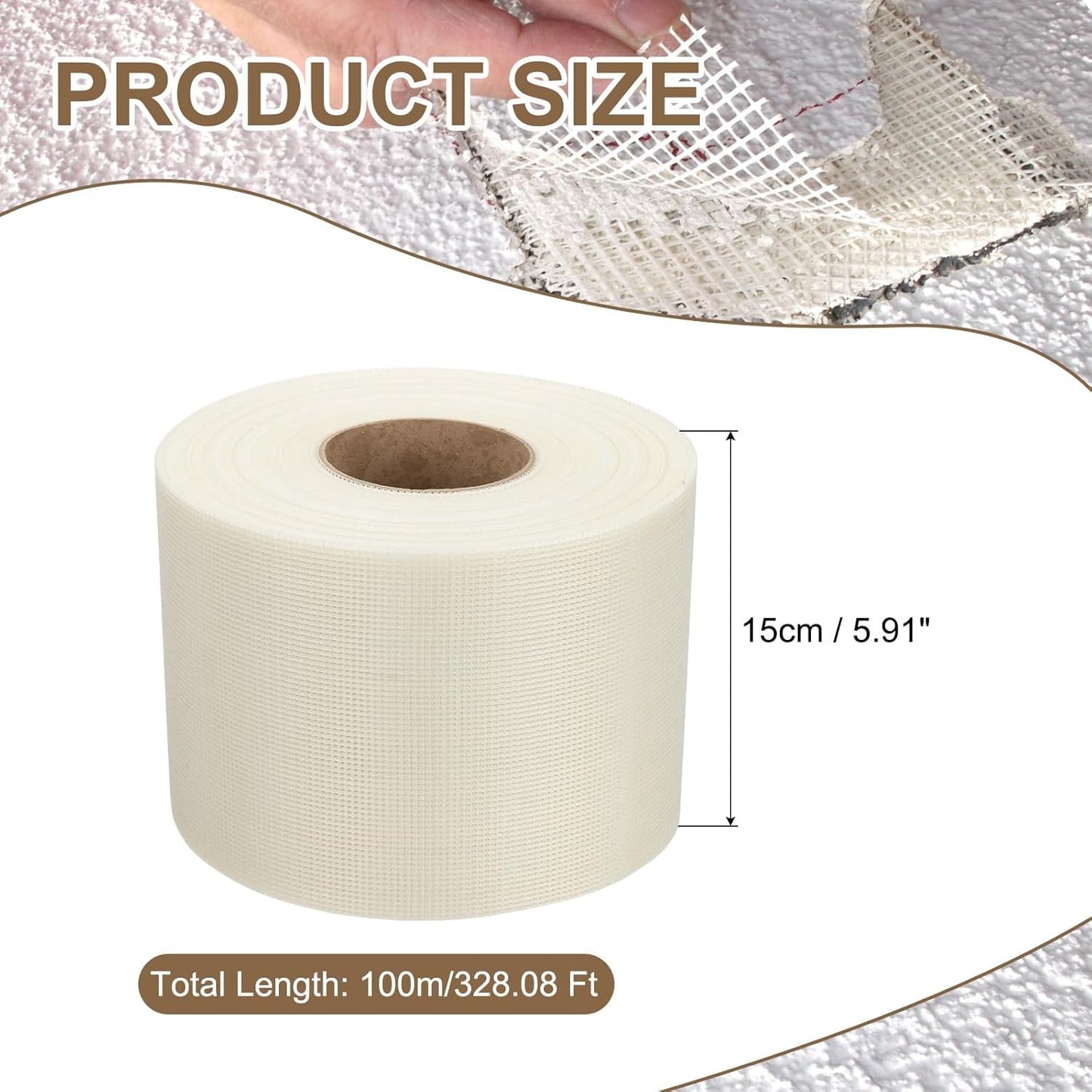 PATIKIL Drywall Repair Mesh Tape, 6 inch x 328 ft Fiberglass Repair Patch Self-Adhesive Dry Wall Joint Tape 12 Mesh Wall Hole Crack and Seam Patch, White