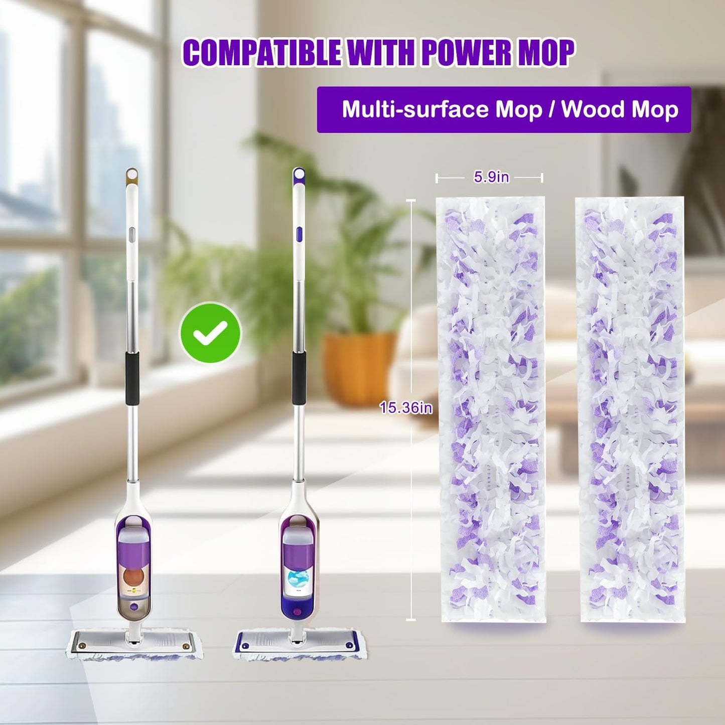 30 Count Power Mop Pads Refills for Swiffer PowerMop Multi-Surface Mopping Pad Disposable Replacement Compatible with PowerMop, Safe on All Finished Floors.