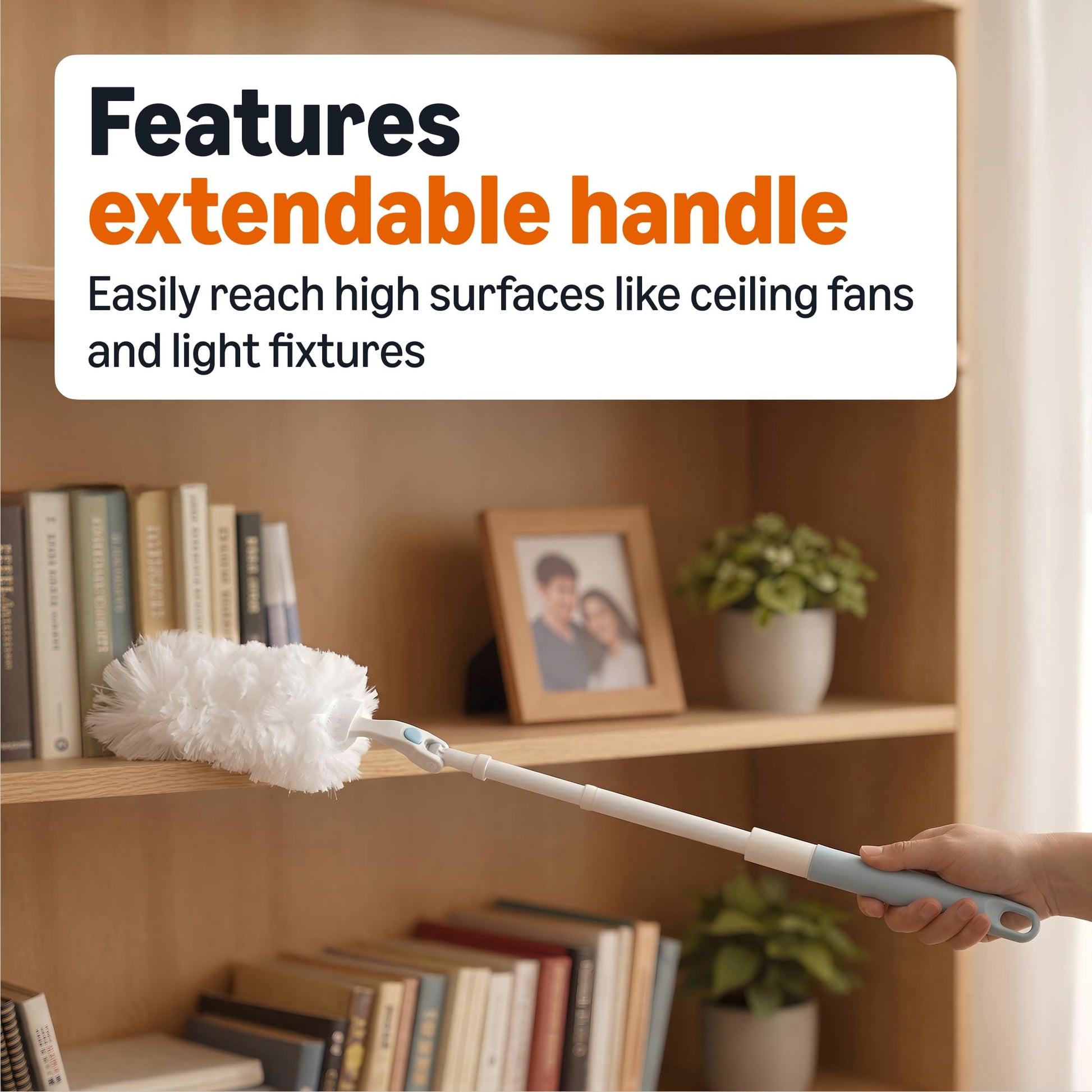 Amazon Basics 360° Heavy Duty Duster Kit with Extendable Handle and 6 Microfiber Plumes Refills for