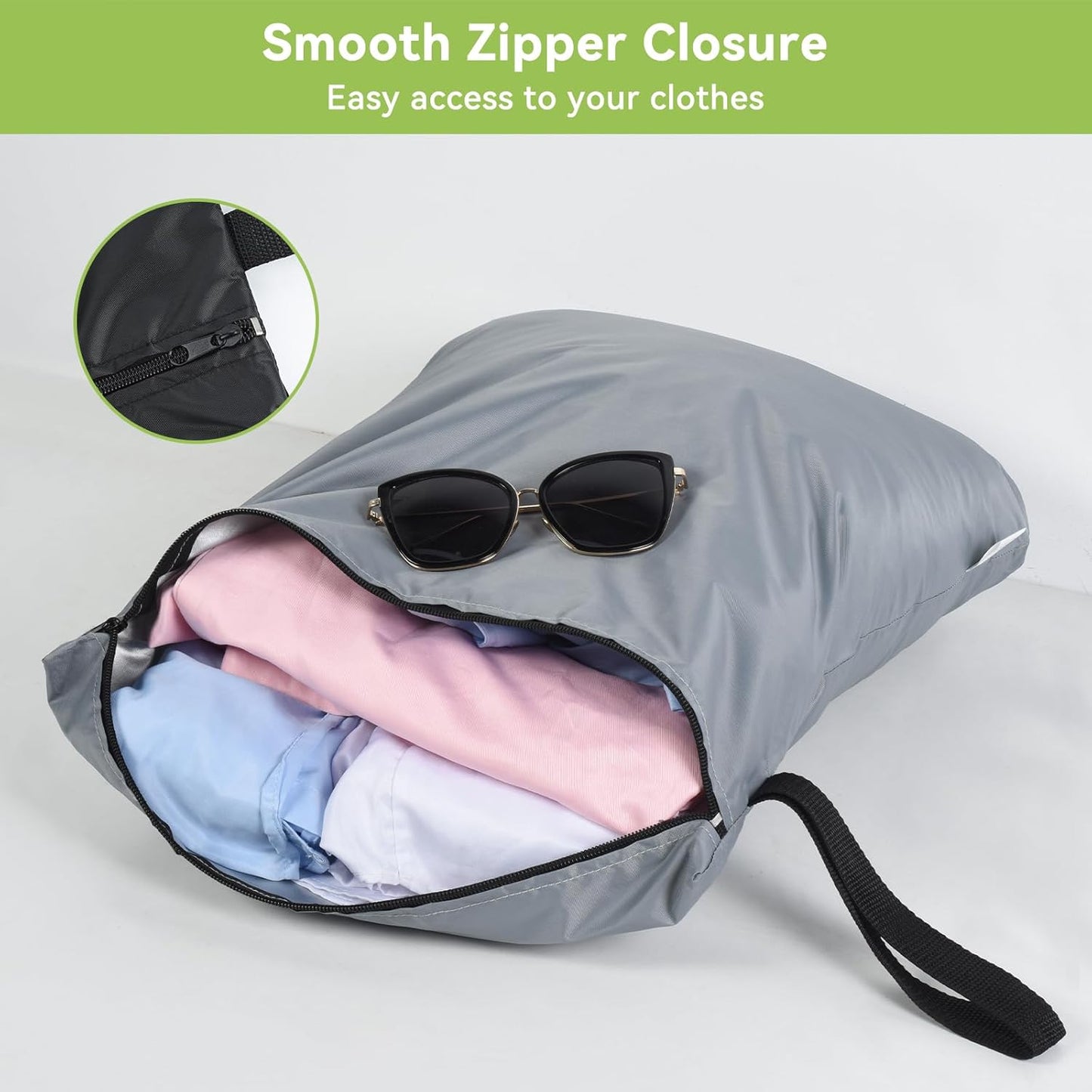 OTraki 2PCS Wet Bags 16x20 inch Medium Wet Dry Bag for Swimsuit and Towels Waterproof Beach Swimming Bag, Wet Dirty Clothes Gym Bags with Handle for Workout Yoga (Black & Grey)