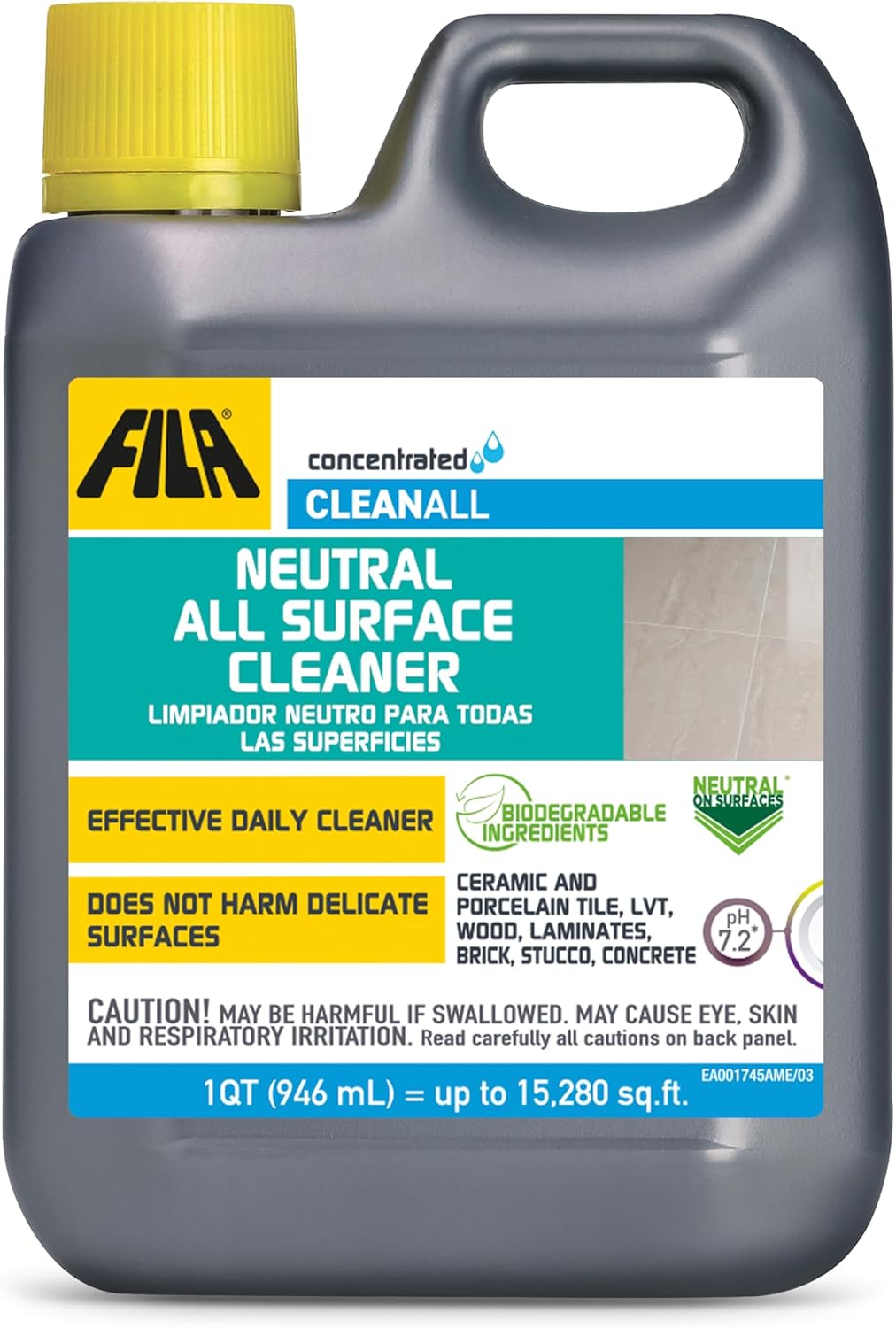 FILA Surface Care Solutions, CLEANALL, Neutral All Purpose Cleaner, Highly Concentrated - Up to 40 Washes, 1 QT