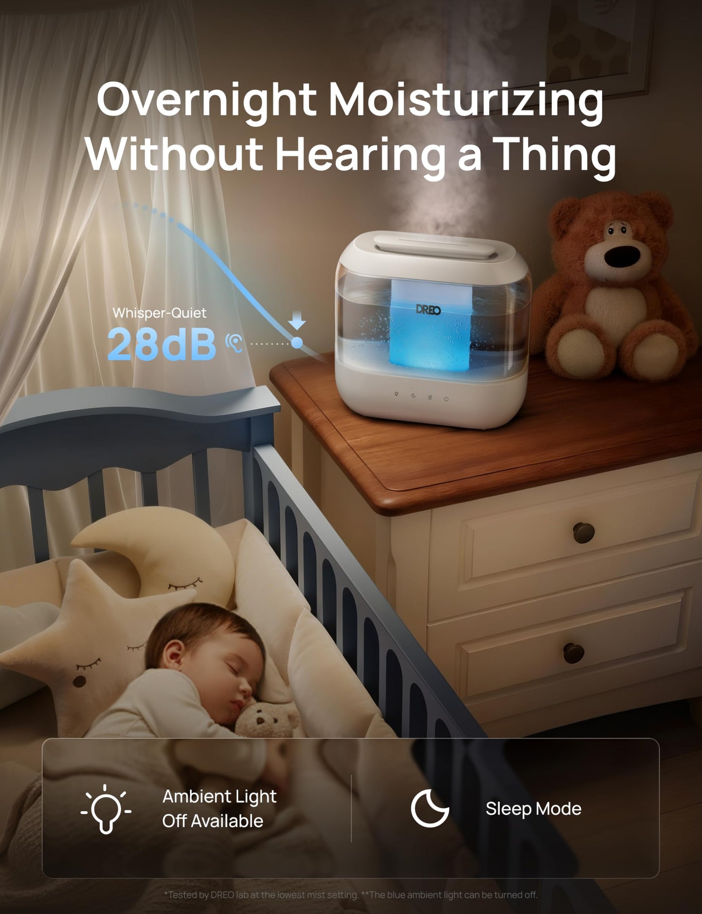 DREO 4L Humidifiers for Bedroom, 36H Runtime, 28 dB Quiet, HM311