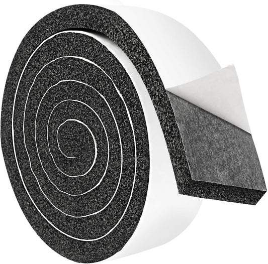 2 Rolls 2 Inch W 1/2 Inch T Weather Stripping Air Conditioner Open Cell Foam Seal Tape, Window