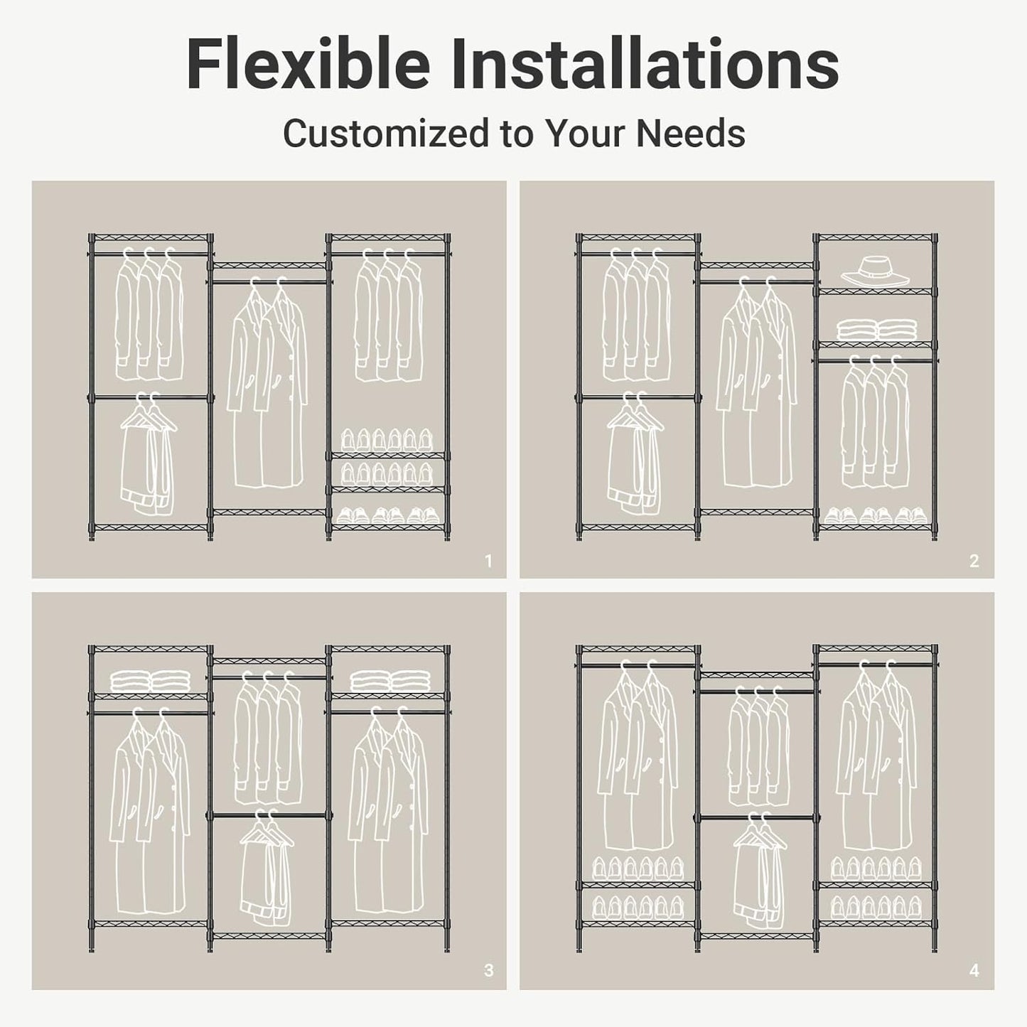 VIPEK V5 Plus Portable Closet Wardrobe Heavy Duty Clothes Rack, Large Free Standing Closet Rack for Hanging Clothes, 85.4" L x 15.7" W x 76.4" H, White