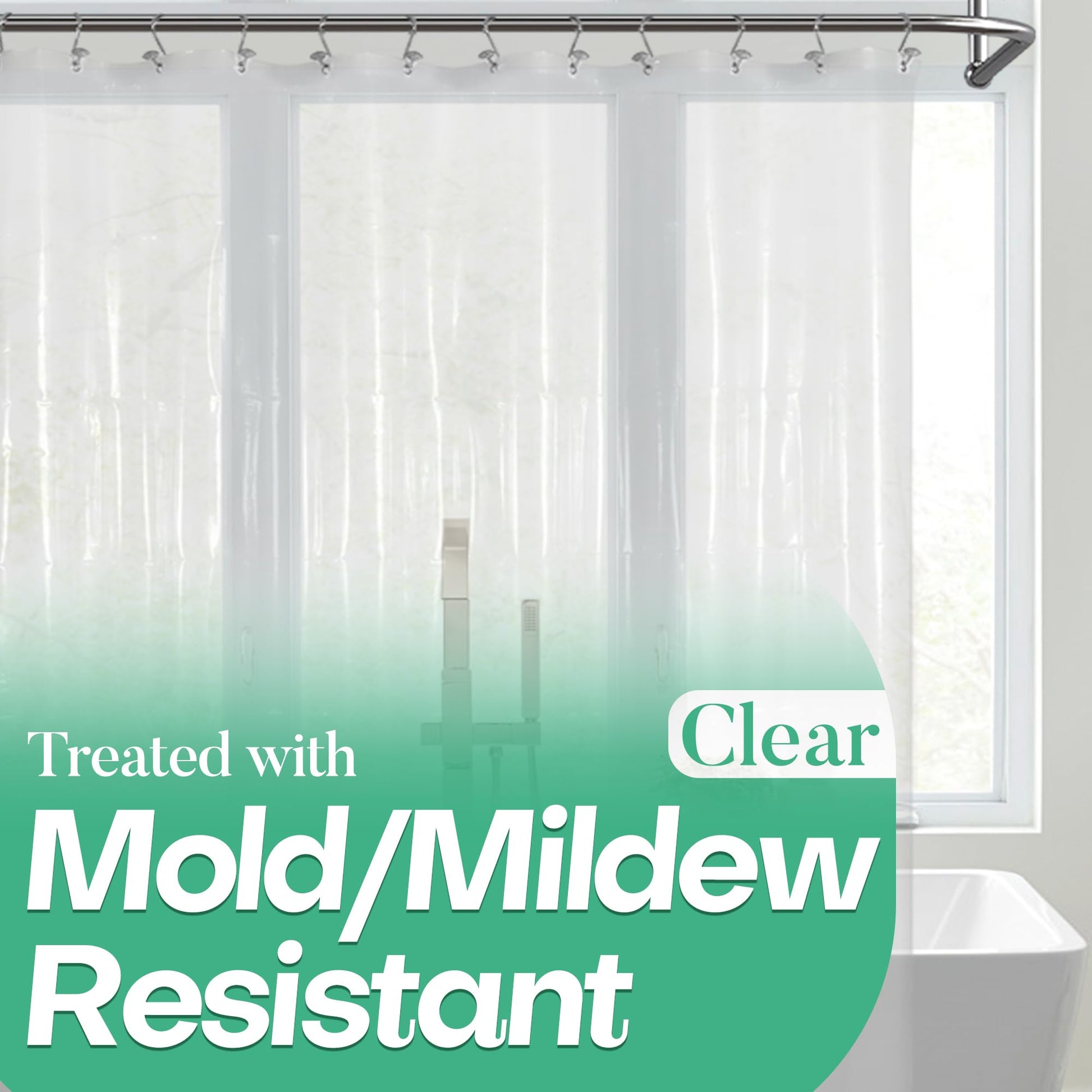 Mrs Awesome Clear Shower Curtain Liner with 3 Magnets, 72x72