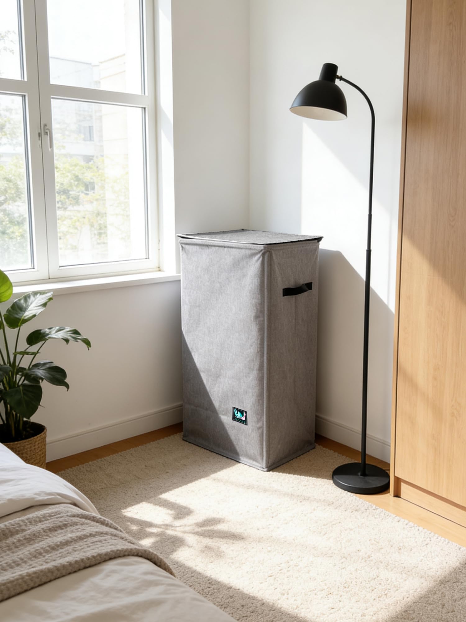 WTREE Laundry Hamper with Lid, Reinforced Sturdy Clothes Hamper with Anti-Puncture Base, Large