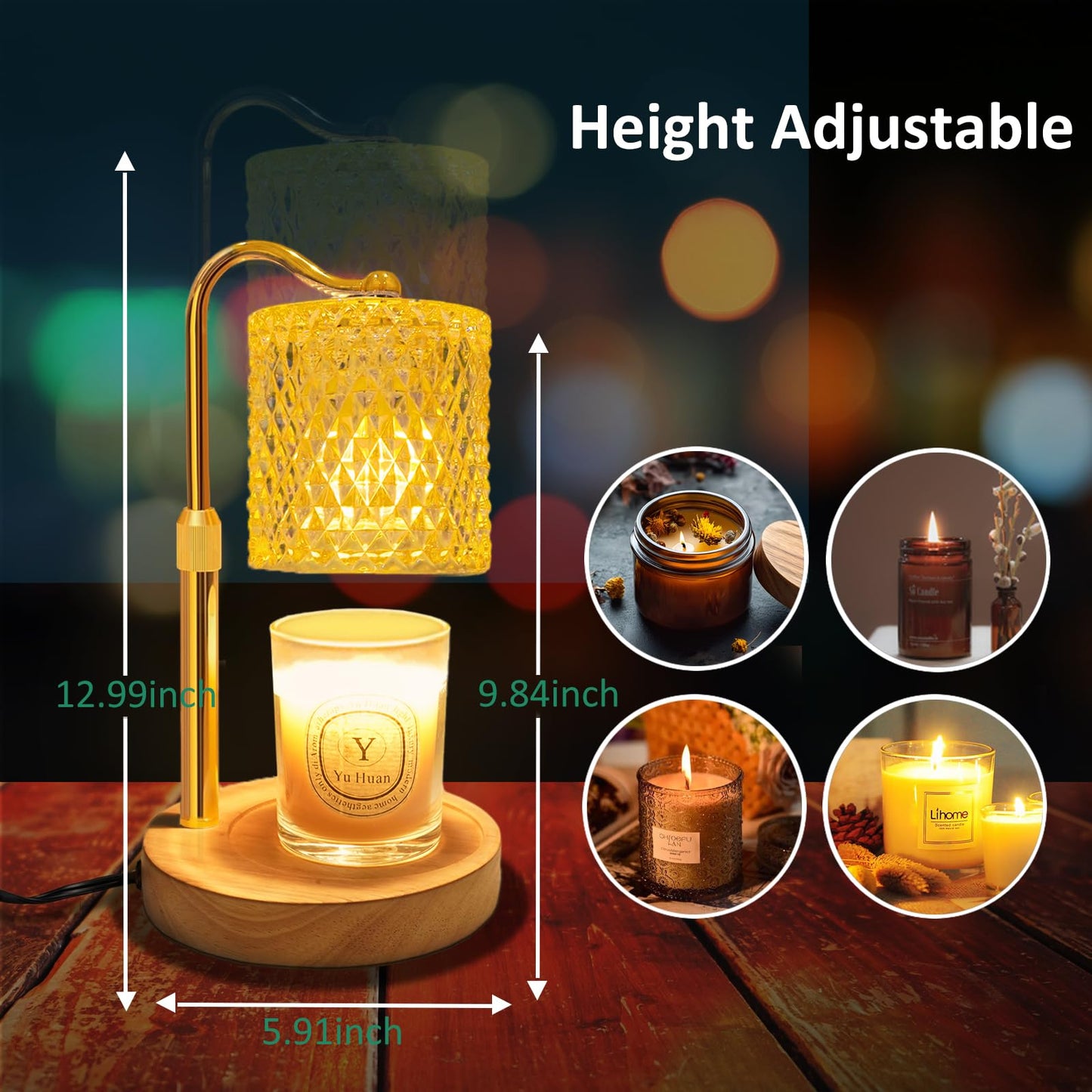 Pyong Candle Warmer Lamp with Timer Dimmer Adjustable Height, Birthday Gifts for Women, Candle