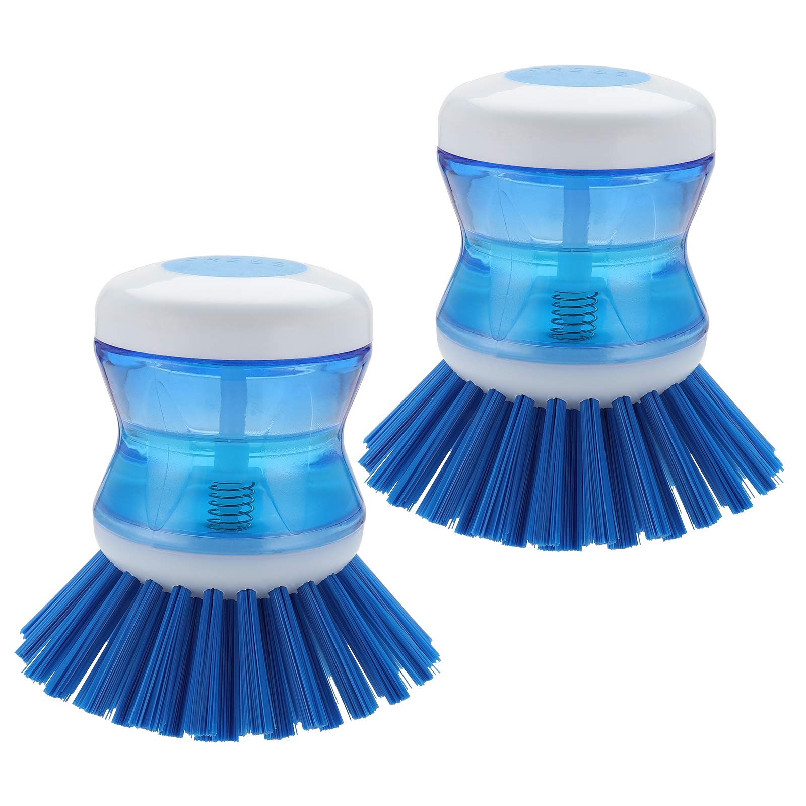 Dish Brush with Soap Dispenser, Stiff Bristles Dish Scrubber for Pots, Pans & Sink Cleaning, 2 Pack