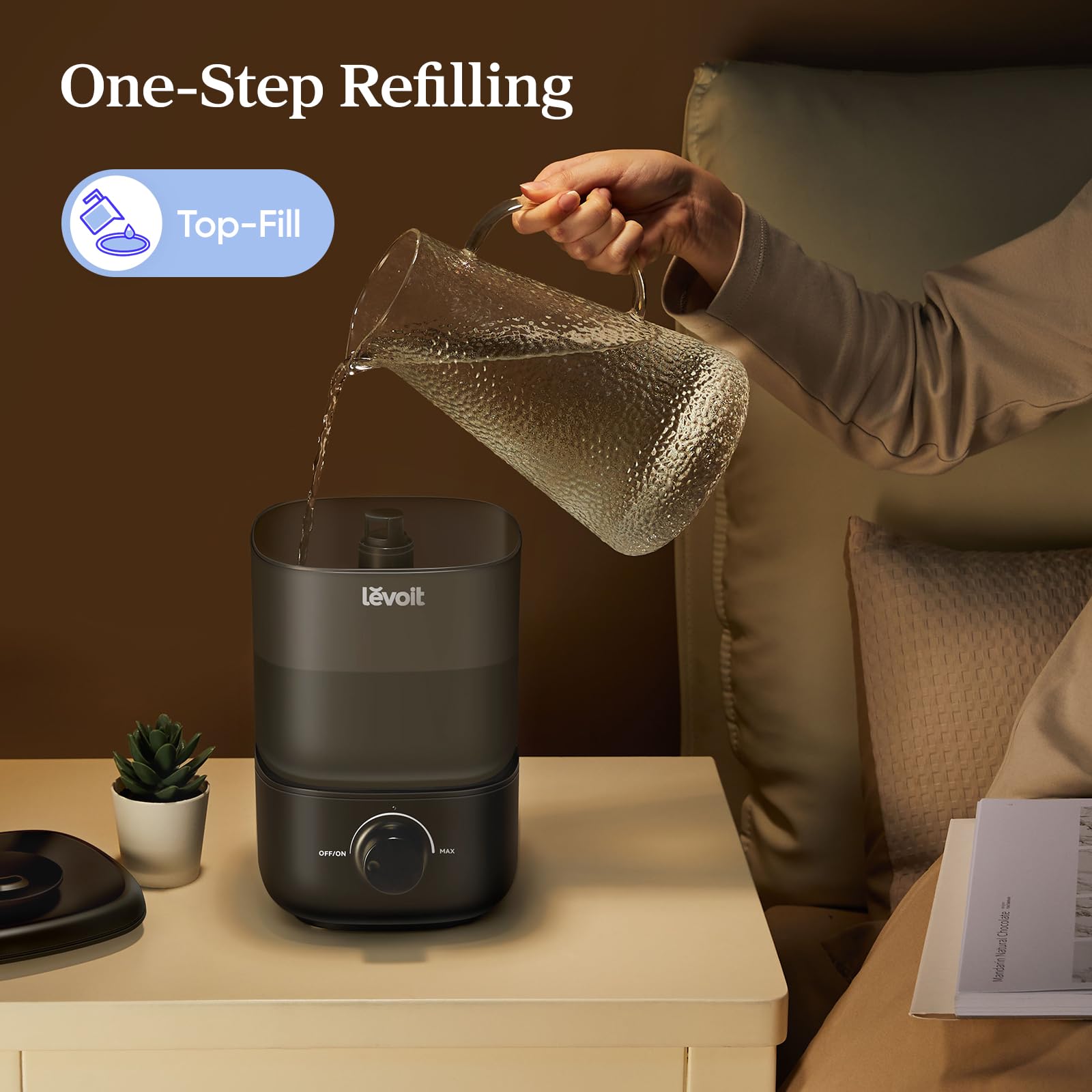 Levoit Humidifiers for Bedroom,Top-Fill Ultrasonic Cool Mist Humidifier