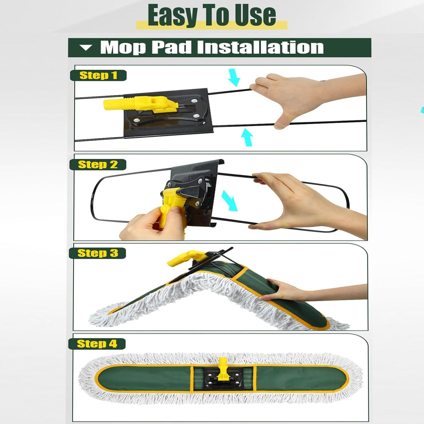 BUVE 36'' Commercial Industrial Dust Mop Replacement Heads, 2 Pack Strength Cotton Mop Refill Pads Washable Fit BUVE Dust Mop B0D1TLKFGT