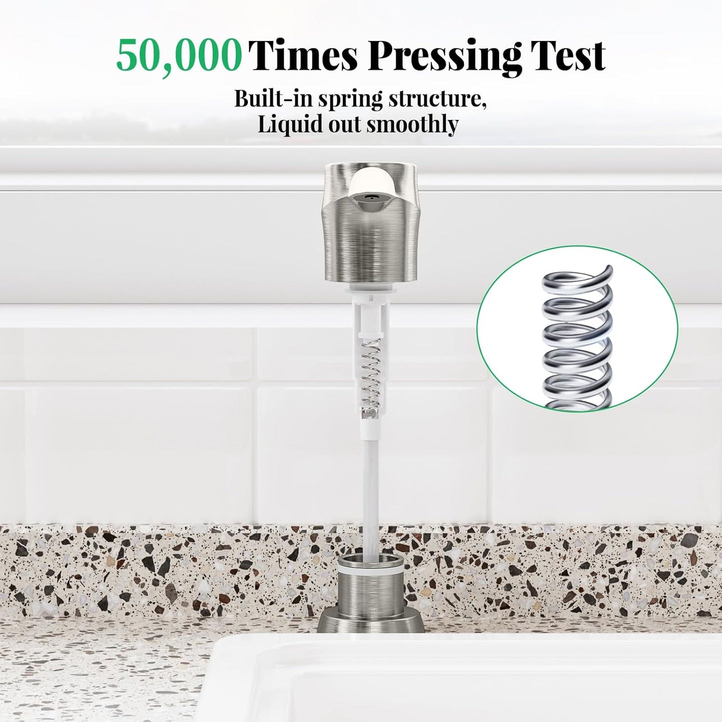 SAMODRA Kitchen Sink Soap Dispenser, Brushed Nickel Soap Dispenser,ABS Dispenser Built-in Pump Head with 11 oz PET Bottle, Refill from Top