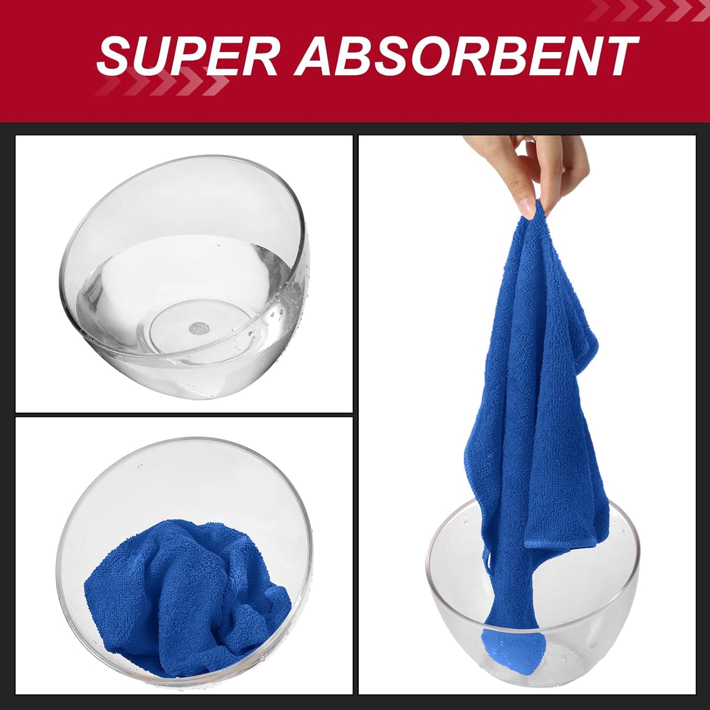 200 Pcs Microfiber Cleaning Cloth 16x16 Inch Microfiber Towels for Car Ultra Absorbent Cleaning Rags Reusable Lint Free Streak Free Detailing Towel for Car Washing Drying Dusting (Dark Blue)