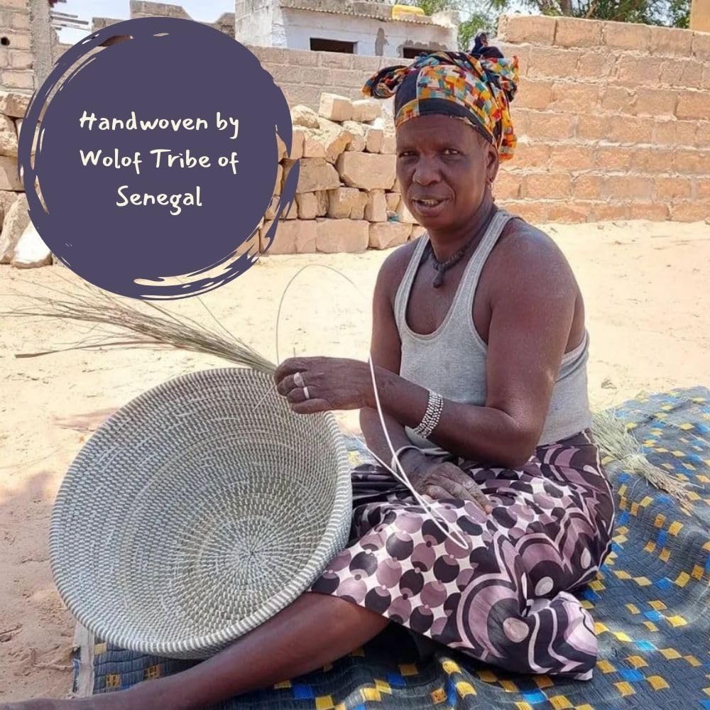 Storage & Organization - Laundry Basket, Bedroom Hamper, Nursery Toys Bin, Living Room Blankets Storage, Decorative, Wicker, Sturdy, Round, Handles, Woven, Blue Beige (Medium)