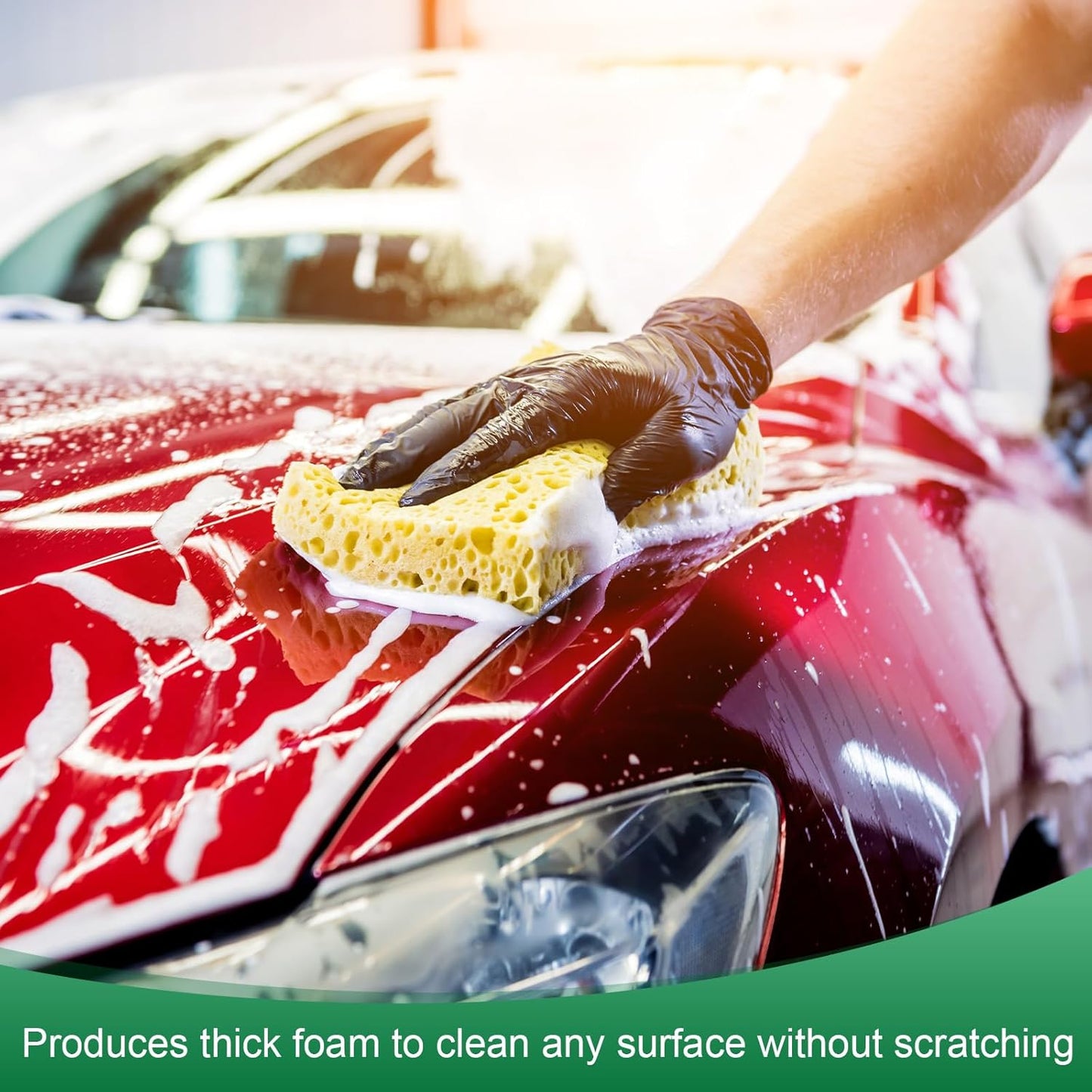 12-Pack Kitchen Sponges, Condense Eco Cellulose Non-Scratch Scrub Heavy Sponge for Kitchen/Household/Bathroom, Clean Tough Messes Dish Scrubber [Black]